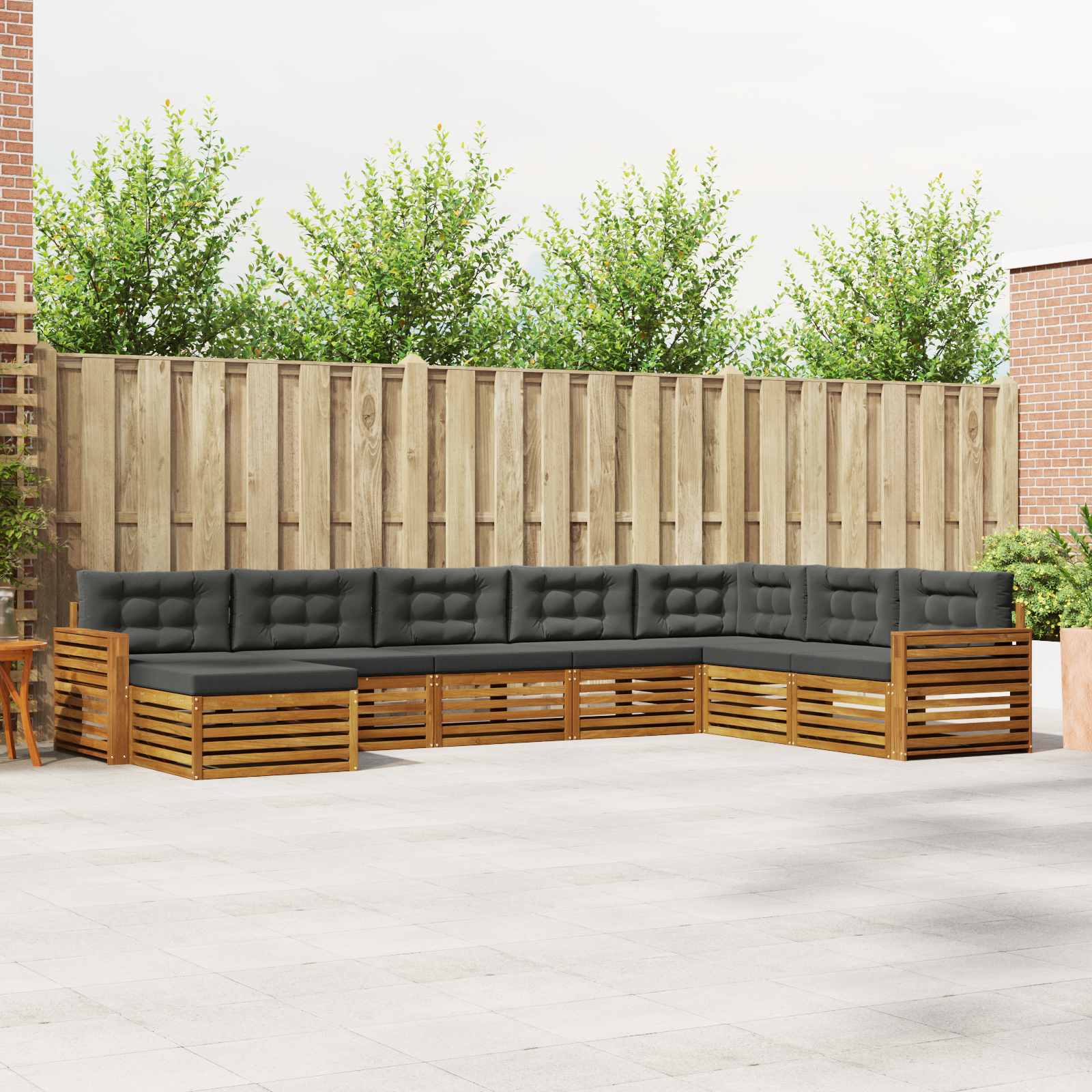 Buiten bankenset met kussen 8 pcs Natuurlijk en Antraciet