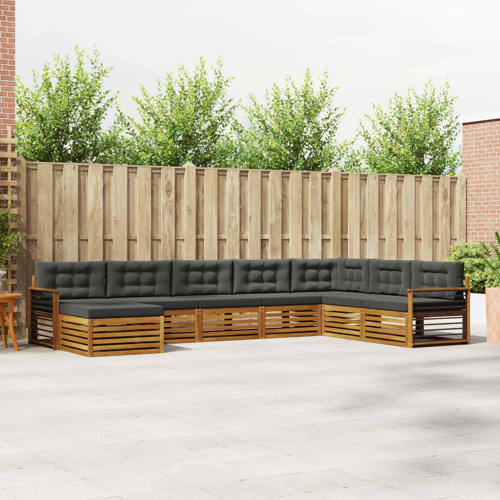 Buiten bankenset met kussen 8 pcs Natuurlijk en Antraciet – afbeelding 1