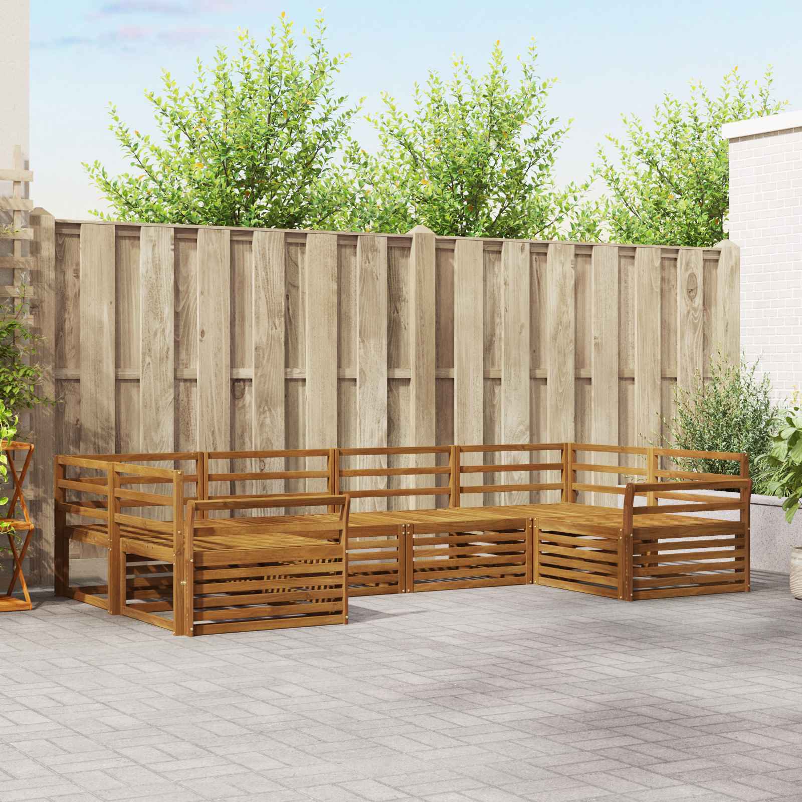 Buiten bankenset 6 pcs Naturel – afbeelding 1