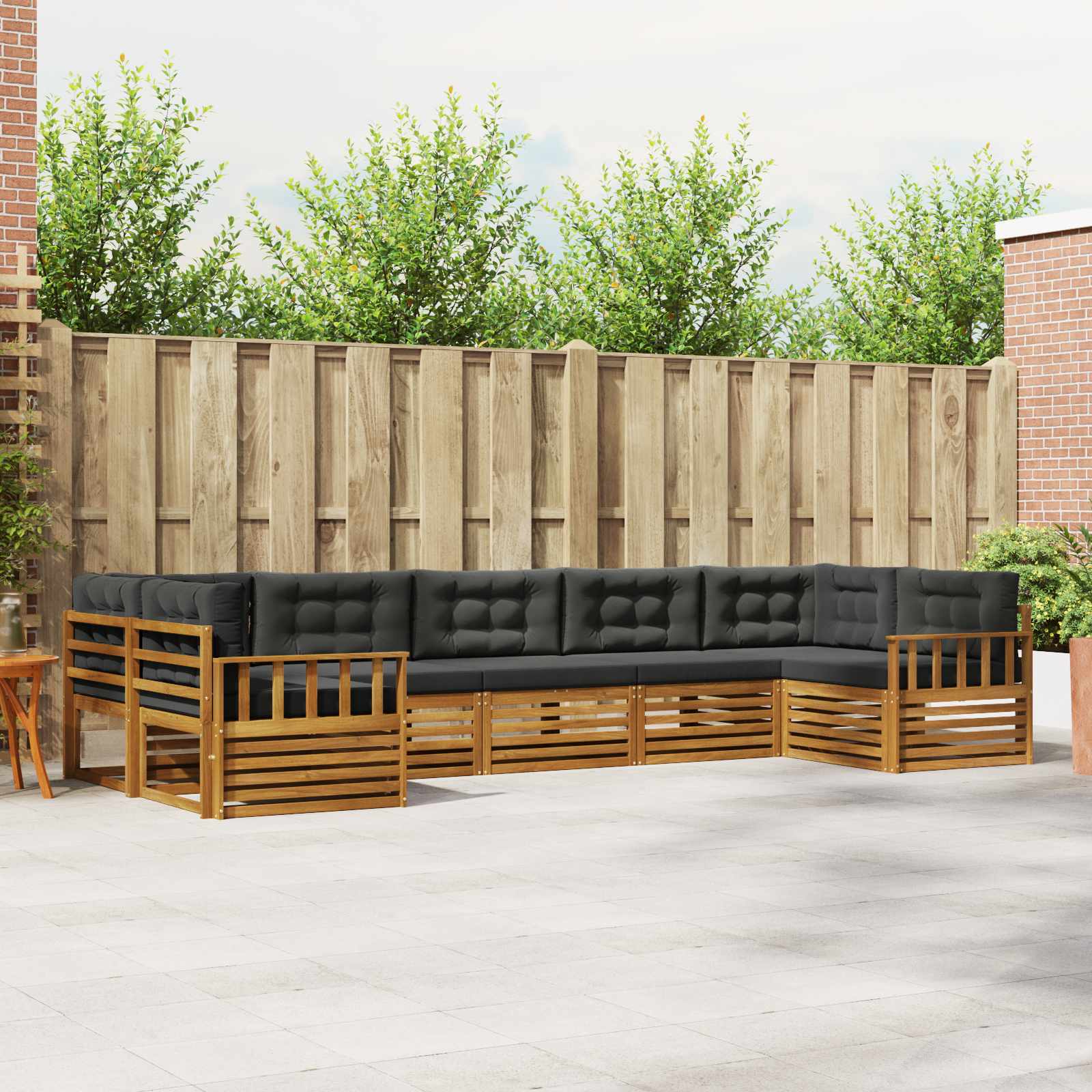 Buiten bankenset met kussen 7 pcs Natuurlijk en Antraciet – afbeelding 1