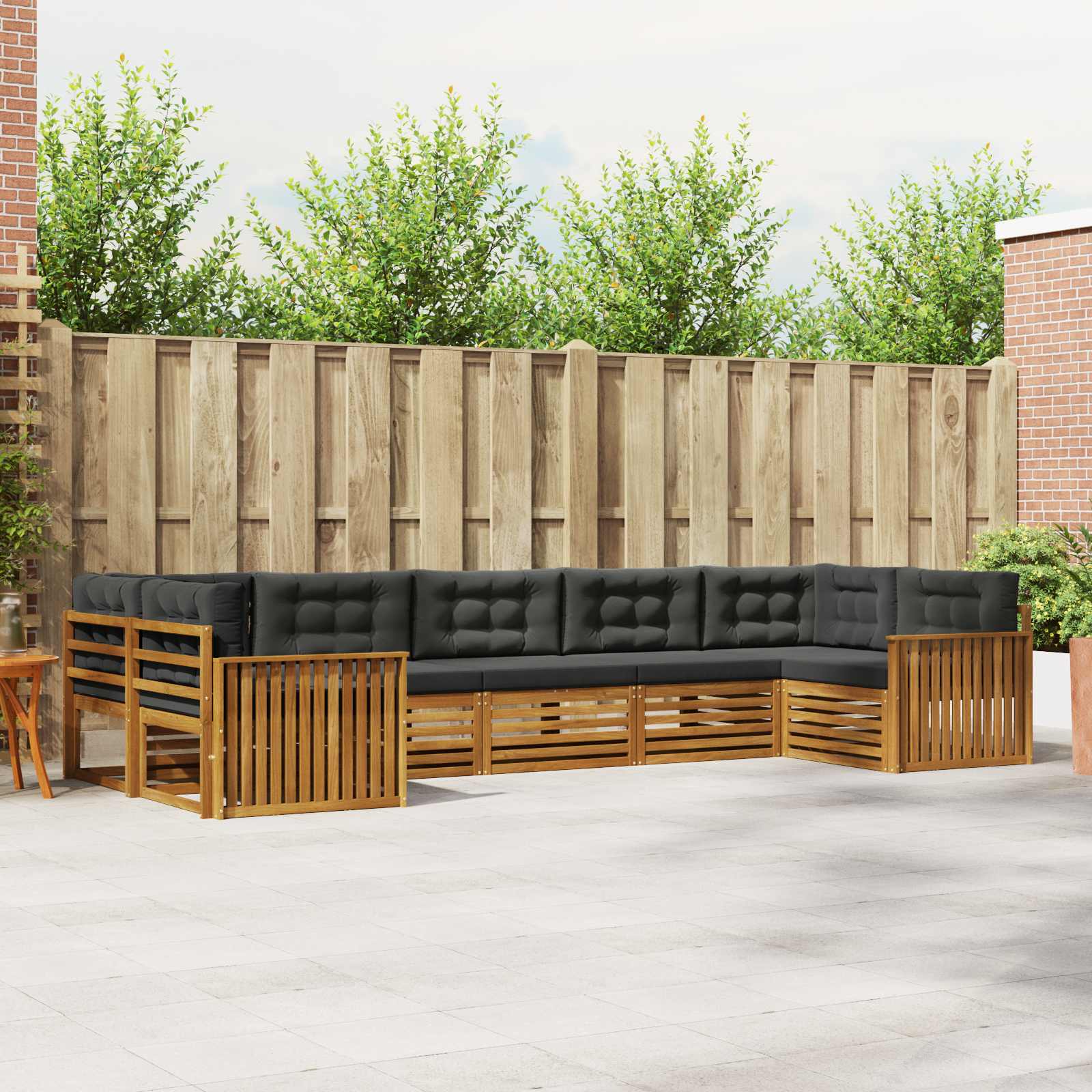 Buiten bankenset met kussen 7 pcs Natuurlijk en Antraciet – afbeelding 1