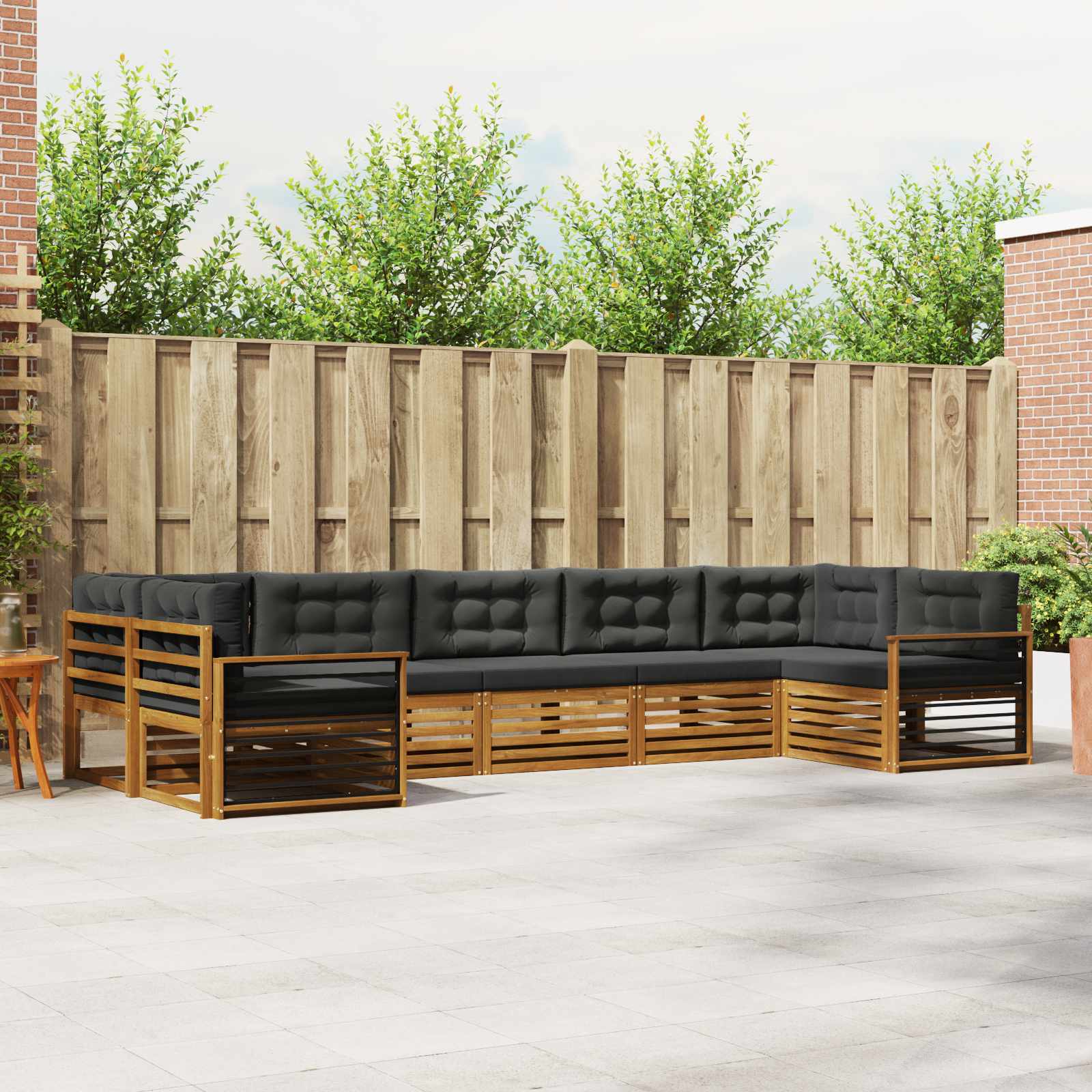 Buiten bankenset met kussen 7 pcs Natuurlijk en Antraciet – afbeelding 1
