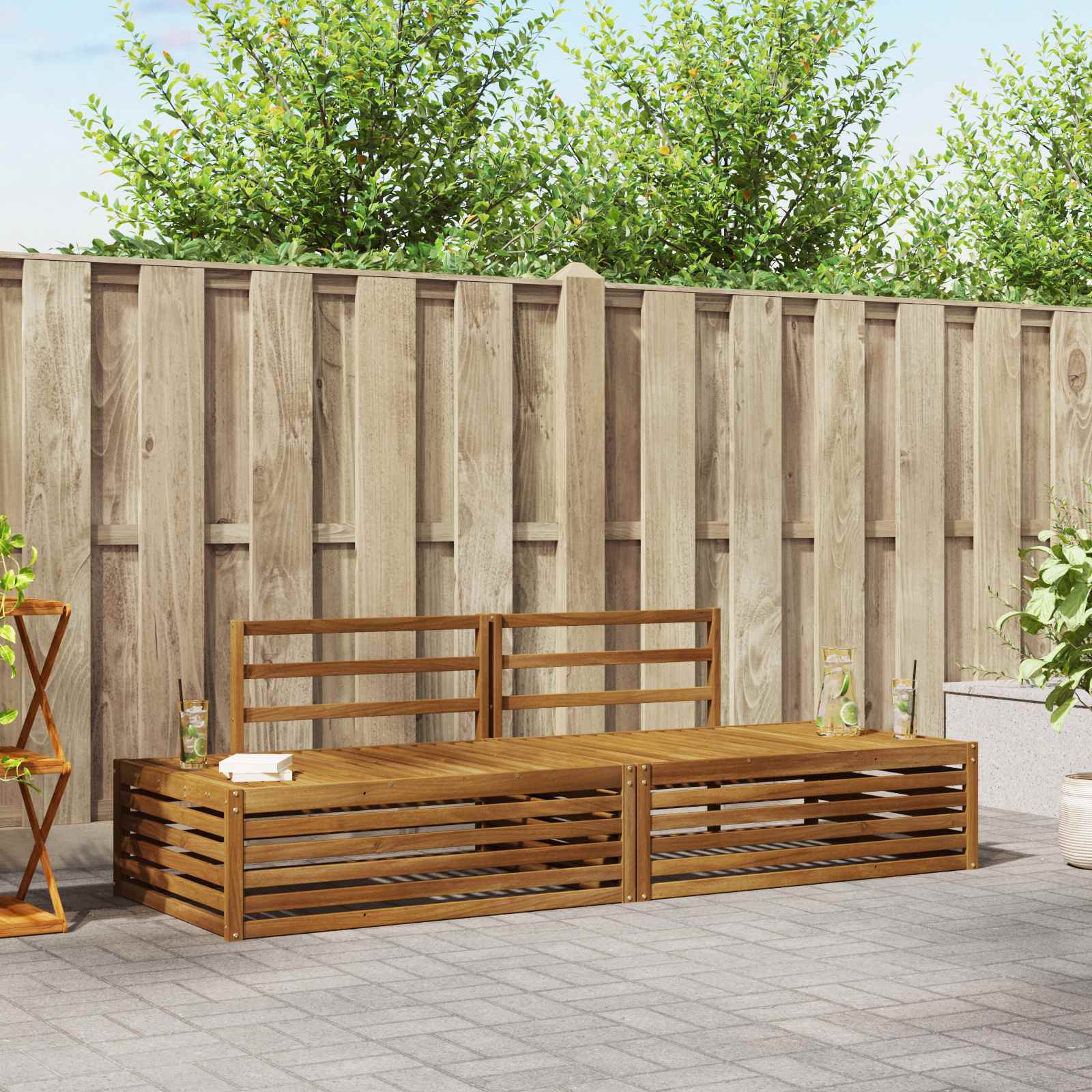 Buiten bankenset Naturel 203,5 x 83 x 73 cm Massief Acaciahout