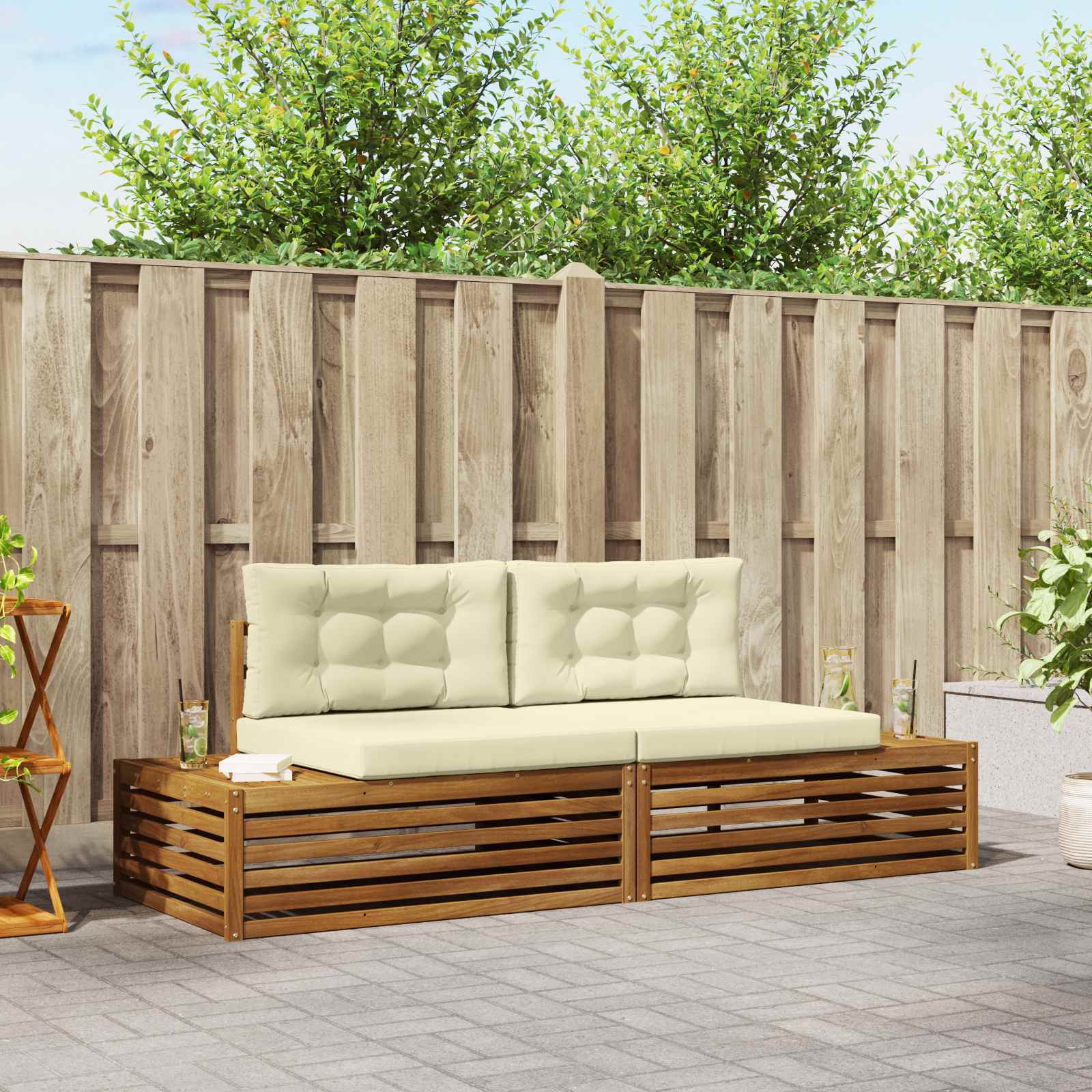 Buiten bankenset Natuurlijk en Crème 203,5 x 83 x 73 cm – afbeelding 1