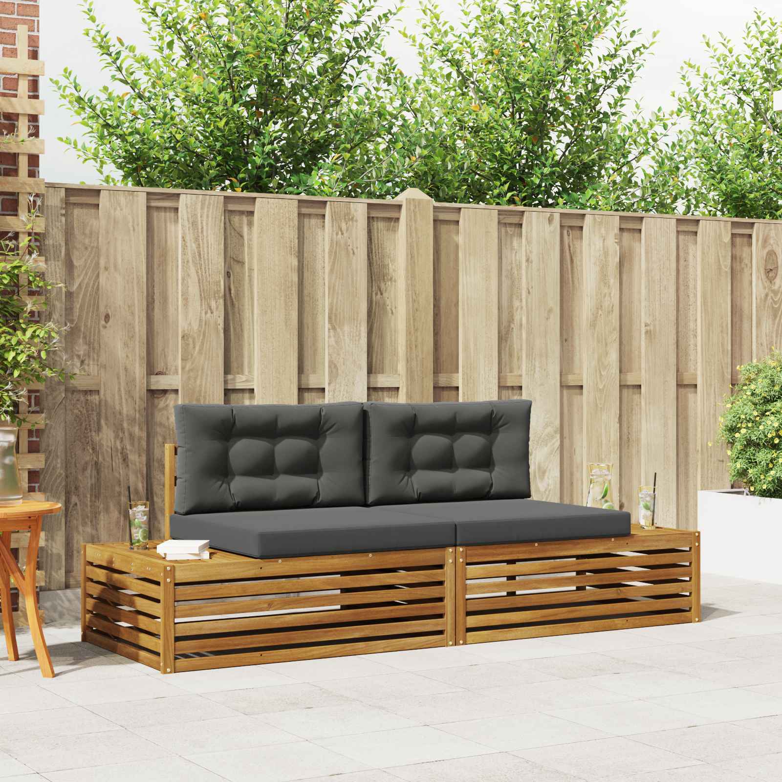 Buiten bankenset Natuurlijk en Antraciet 203,5 x 83 x 73 cm – afbeelding 1