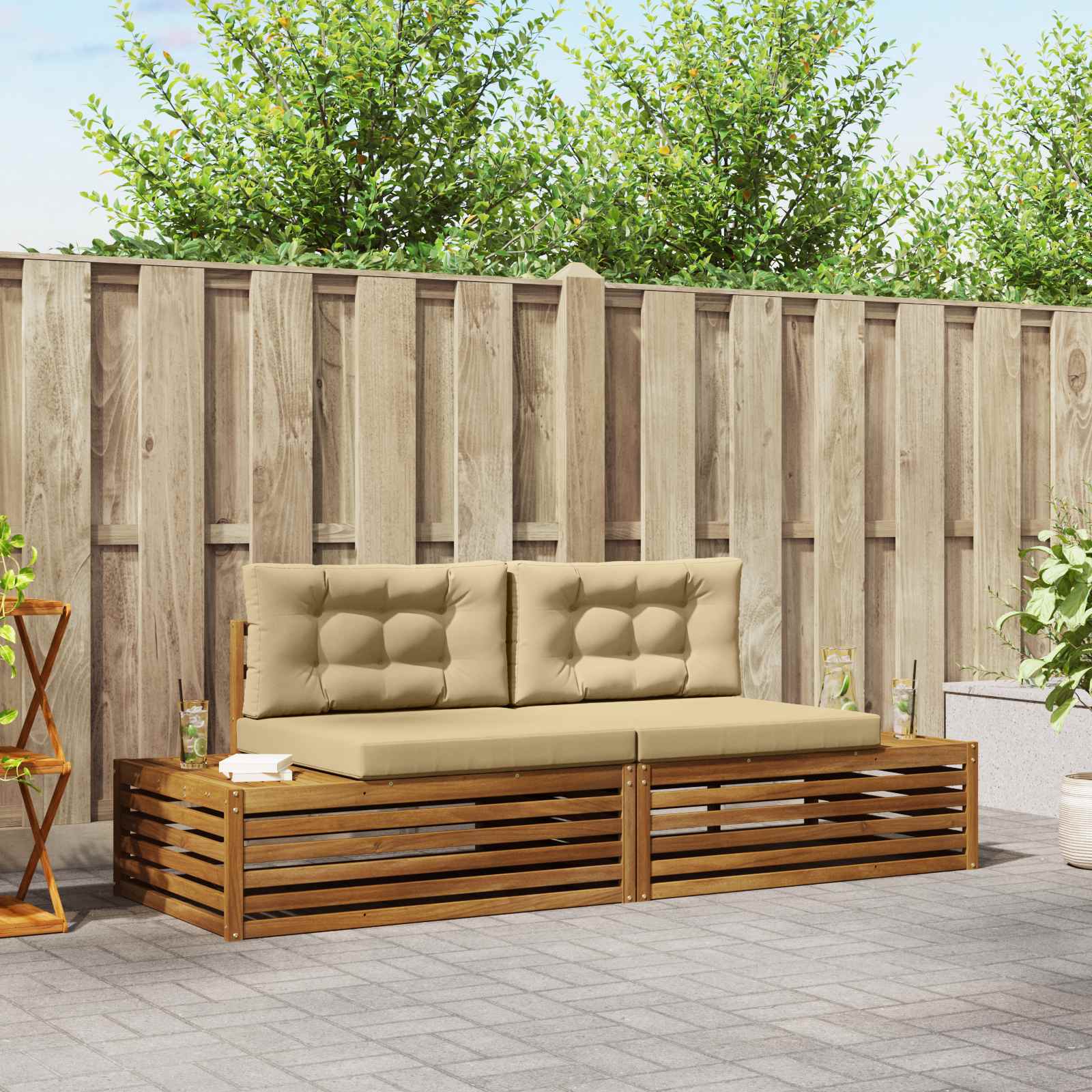 Buiten bankenset Natuurlijk en Beige 203,5 x 83 x 73 cm