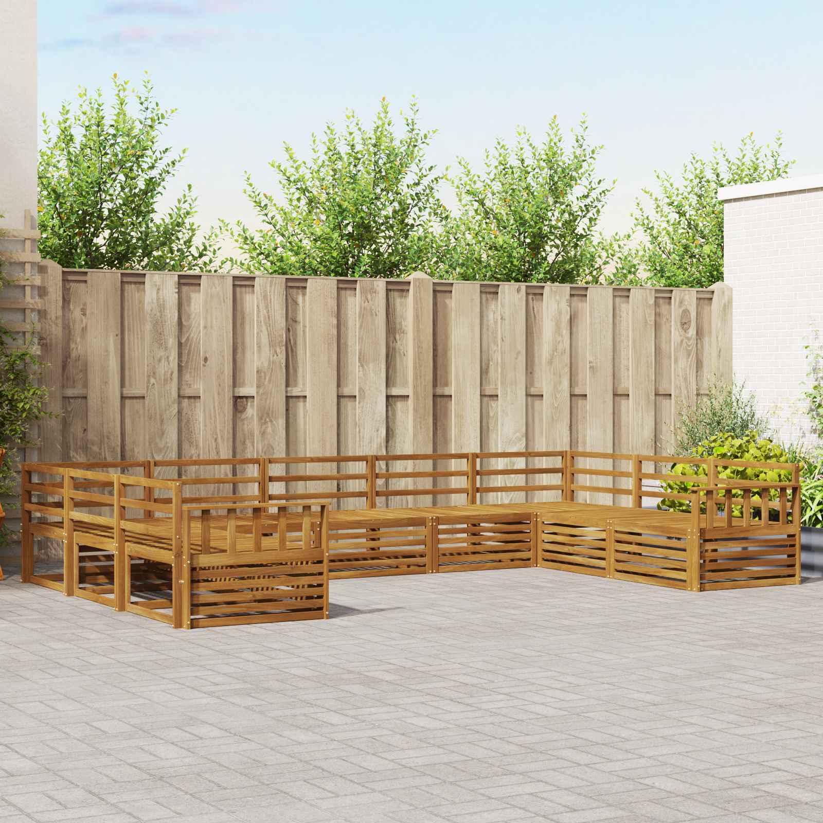 Buiten bankenset 9 pcs Naturel Massief Acaciahout