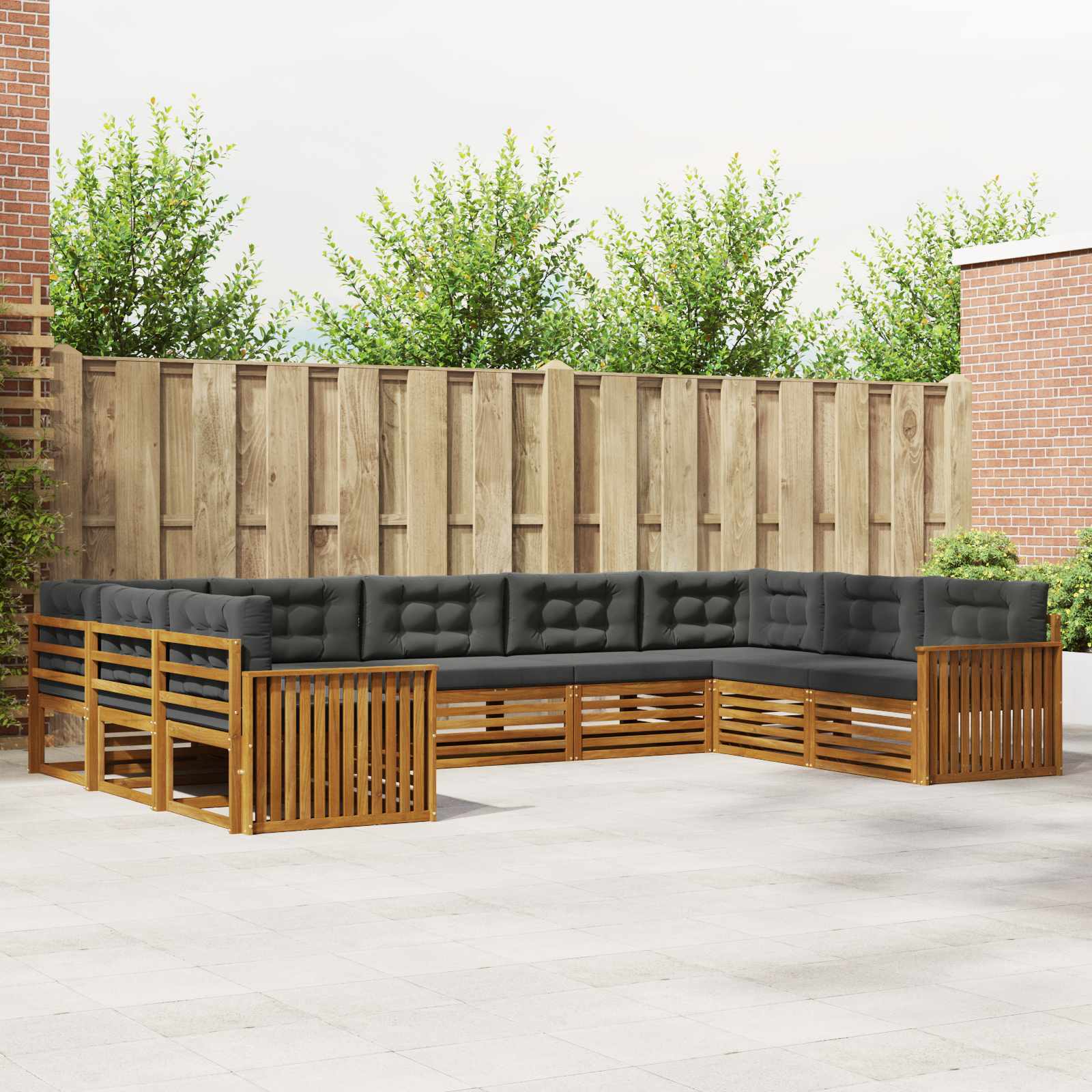 Buiten bankenset met kussen 9 pcs Natuurlijk en Antraciet – afbeelding 1