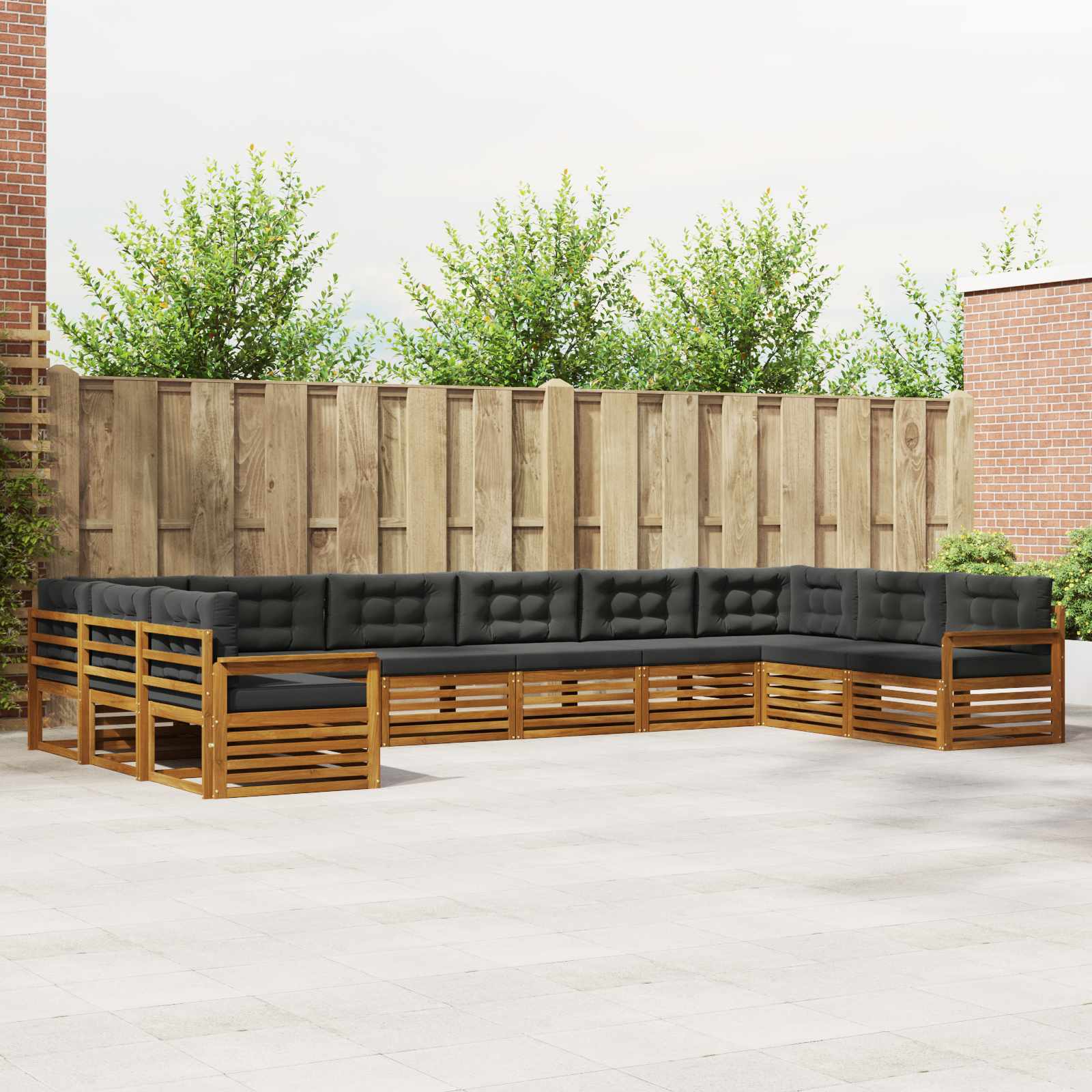Sofa-Sets 9 pcs Natuurlijk en Antraciet Massief Acaciahout – afbeelding 1