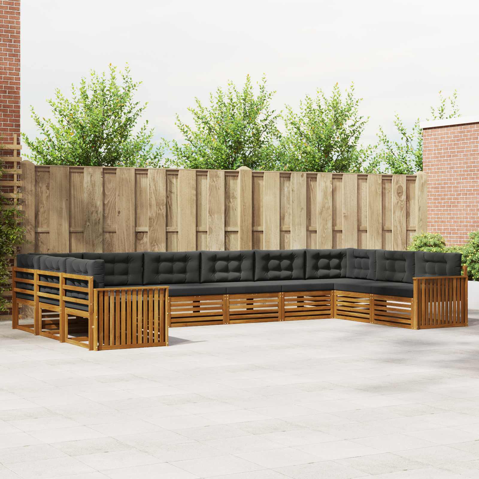 Sofa-Sets 7 pcs Natuurlijk en Antraciet Massief Acaciahout