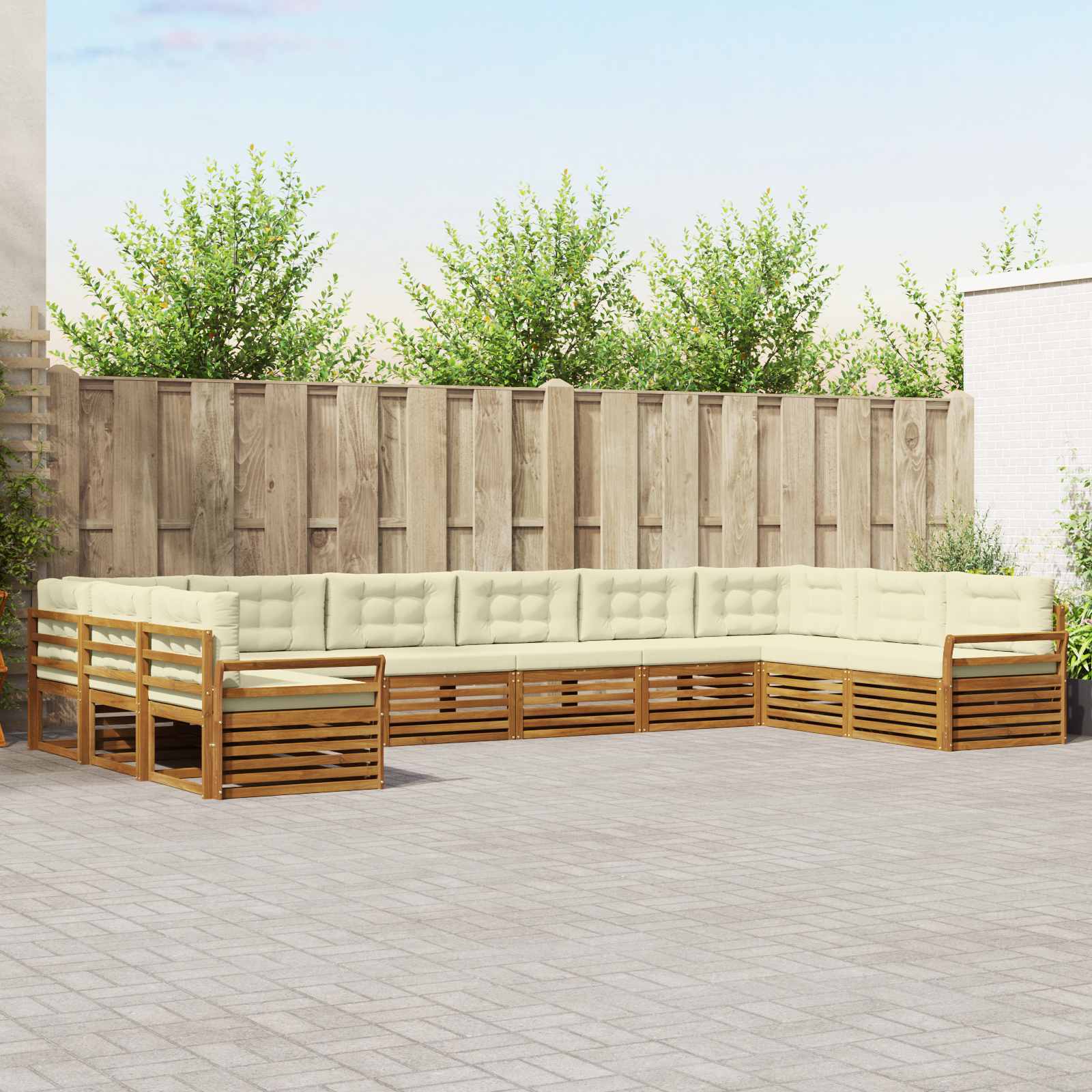 Sofa-Sets 6 pcs Natuurlijk en Crème Massief Acaciahout – afbeelding 1
