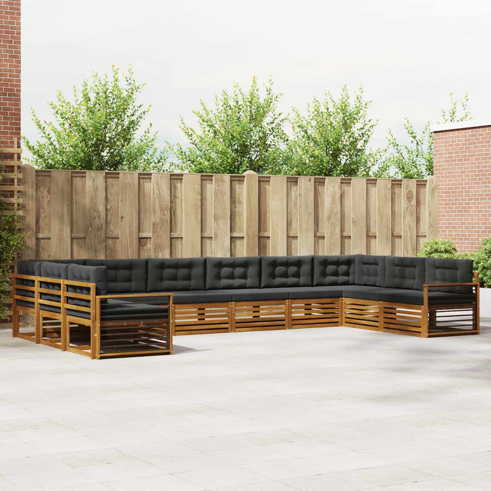 Sofa-Sets 11 pcs Natuurlijk en Antraciet Massief Acaciahout – afbeelding 1