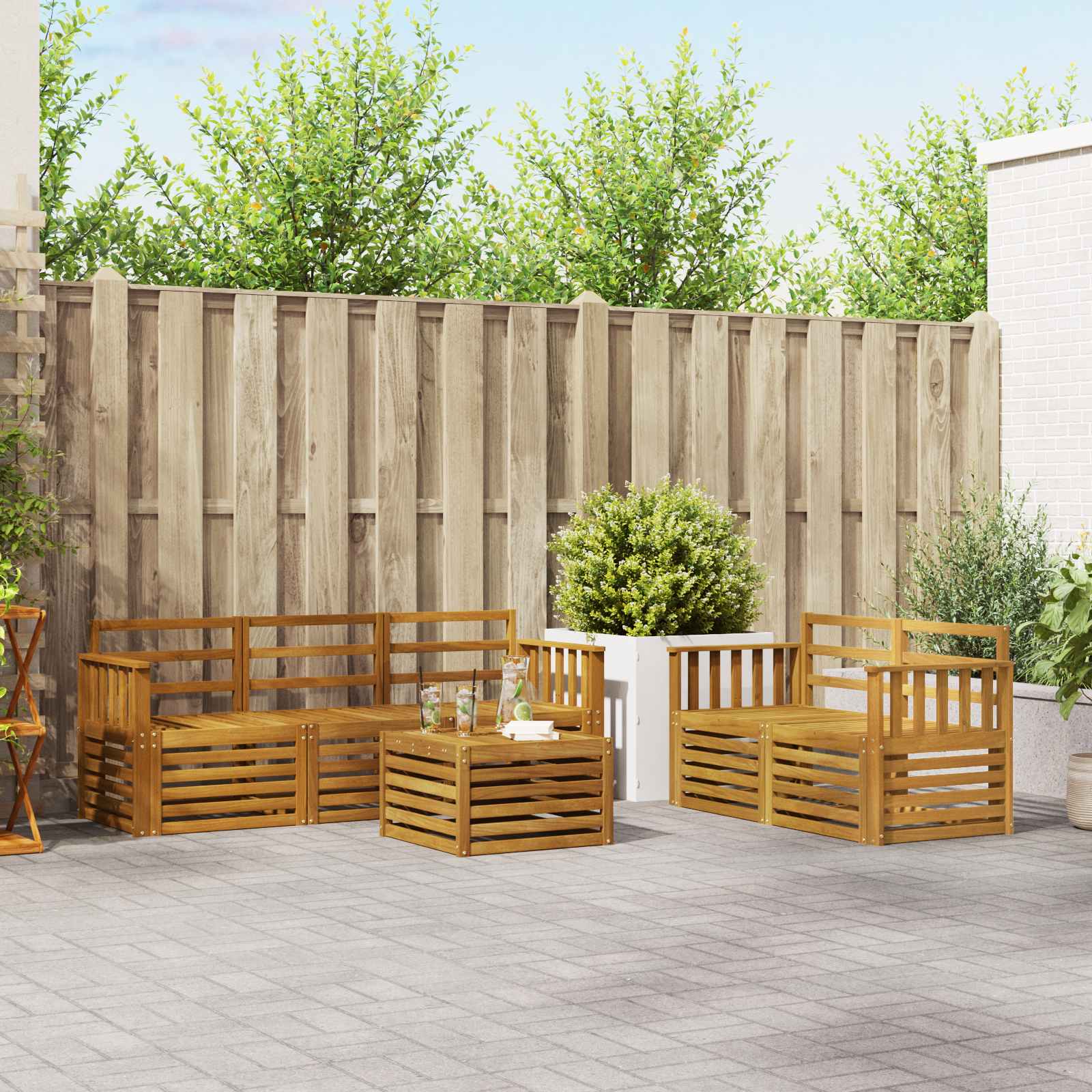 Sofa-Sets 6 pcs Naturel Massief Acaciahout – afbeelding 1