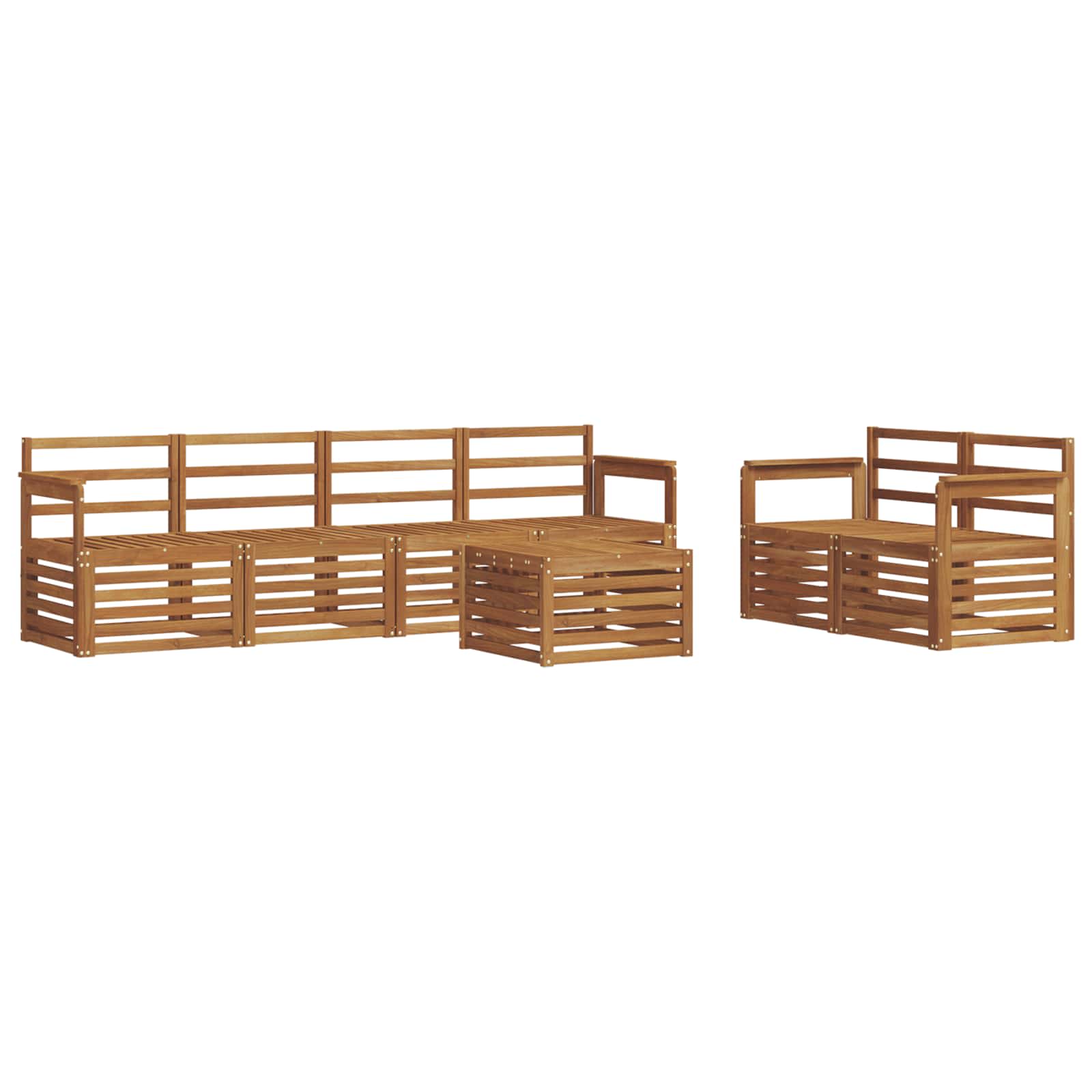 Buiten bankenset 7 pcs Naturel Massief Acaciahout – afbeelding 2