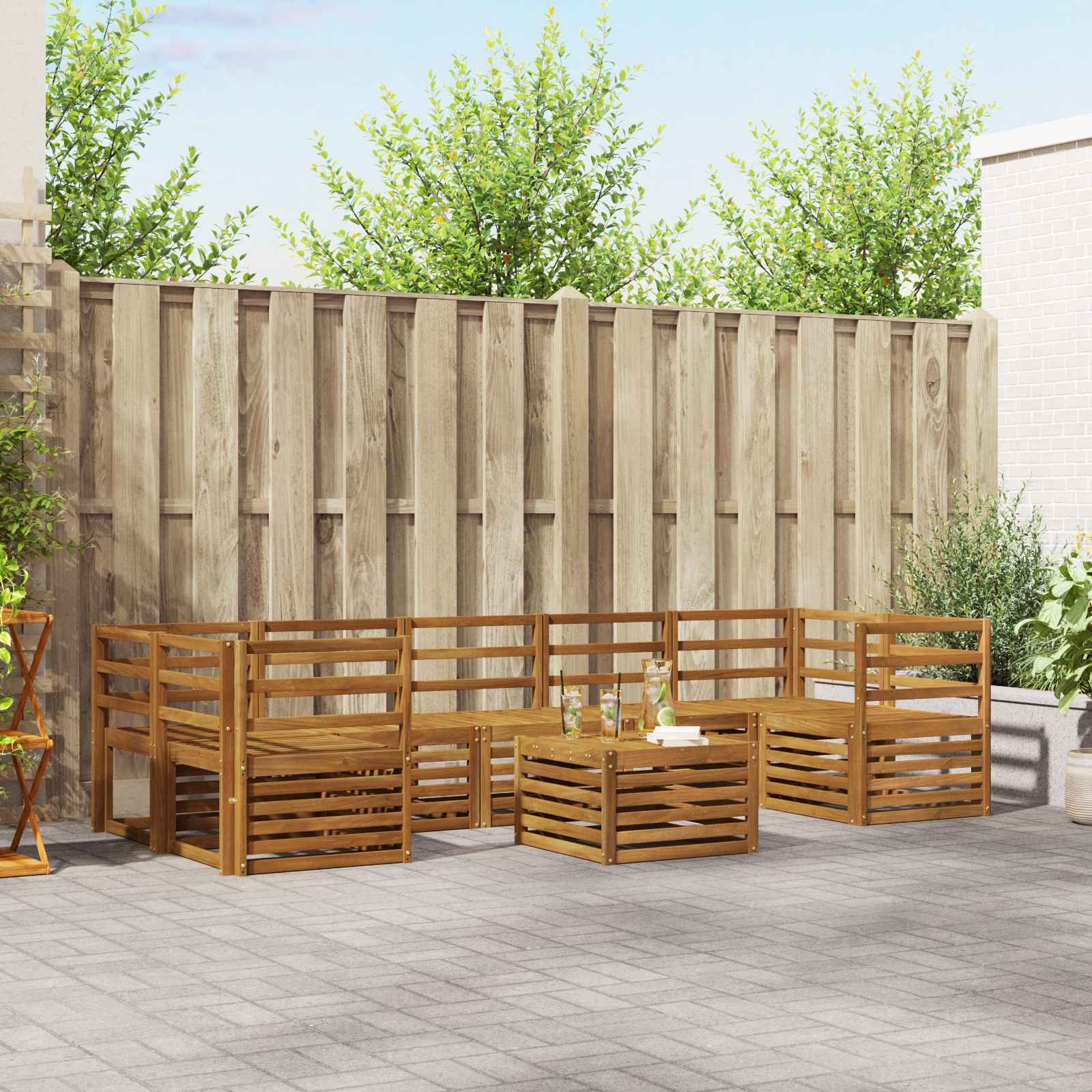Sofa-Sets 8 pcs Naturel Massief Acaciahout – afbeelding 1