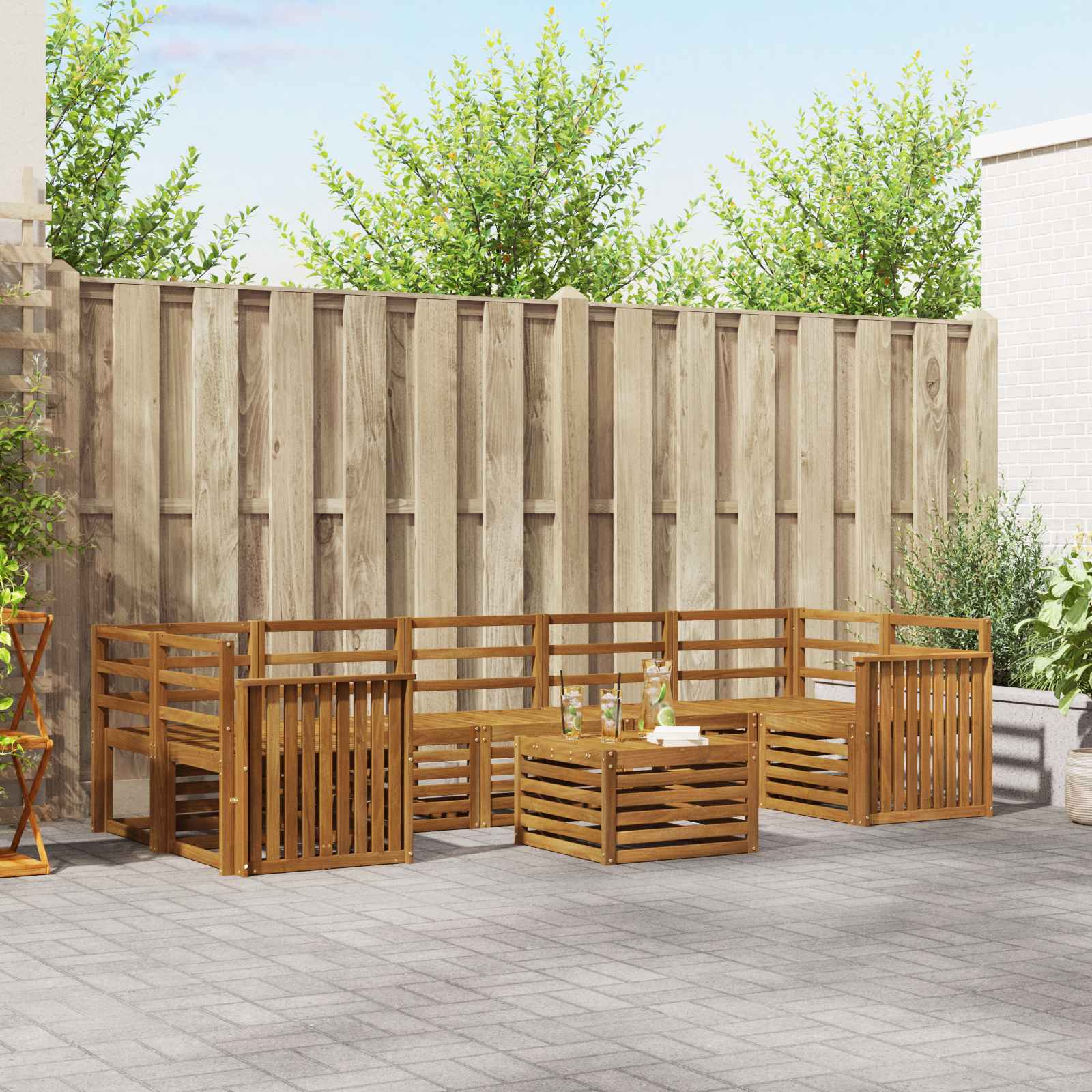 Sofa-Sets 8 pcs Naturel Massief Acaciahout – afbeelding 1