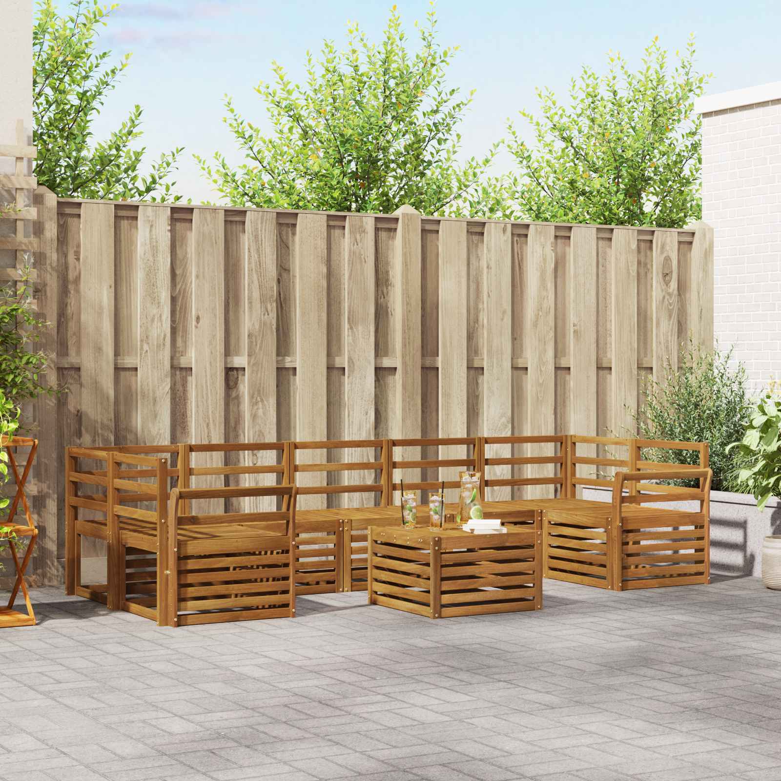 Sofa-Sets Naturel Massief Acaciahout – afbeelding 1