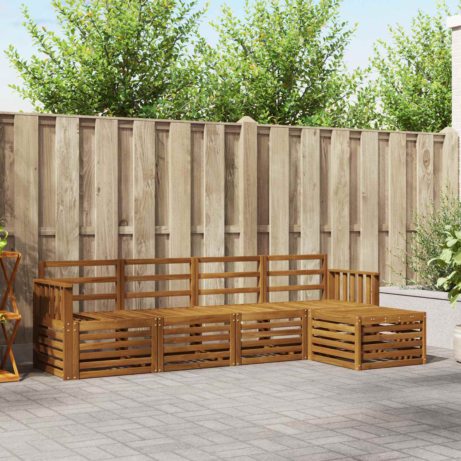 Buiten bankenset 5 pcs Naturel
