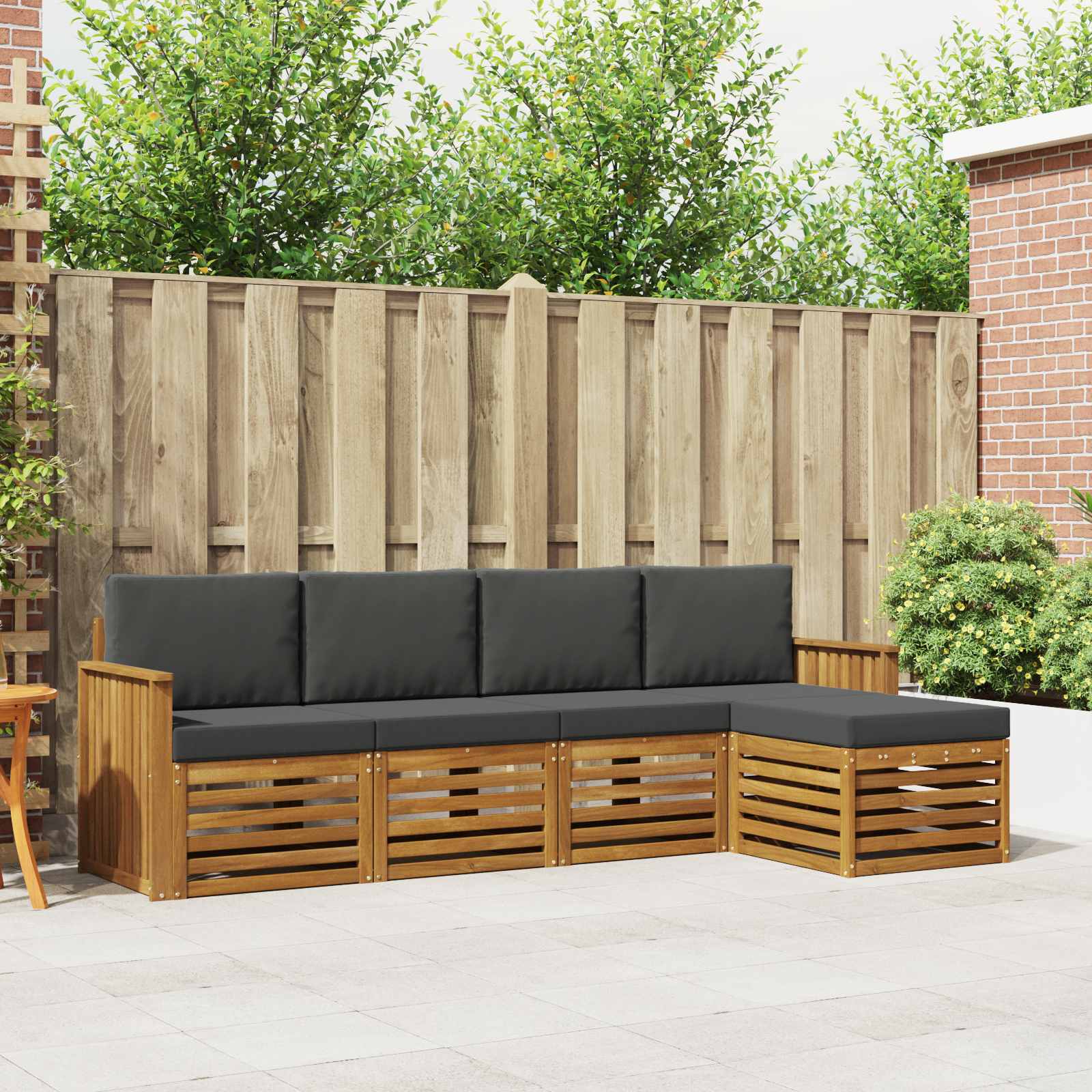 Buiten bankenset met kussen 5 pcs Natuurlijk en Antraciet – afbeelding 1
