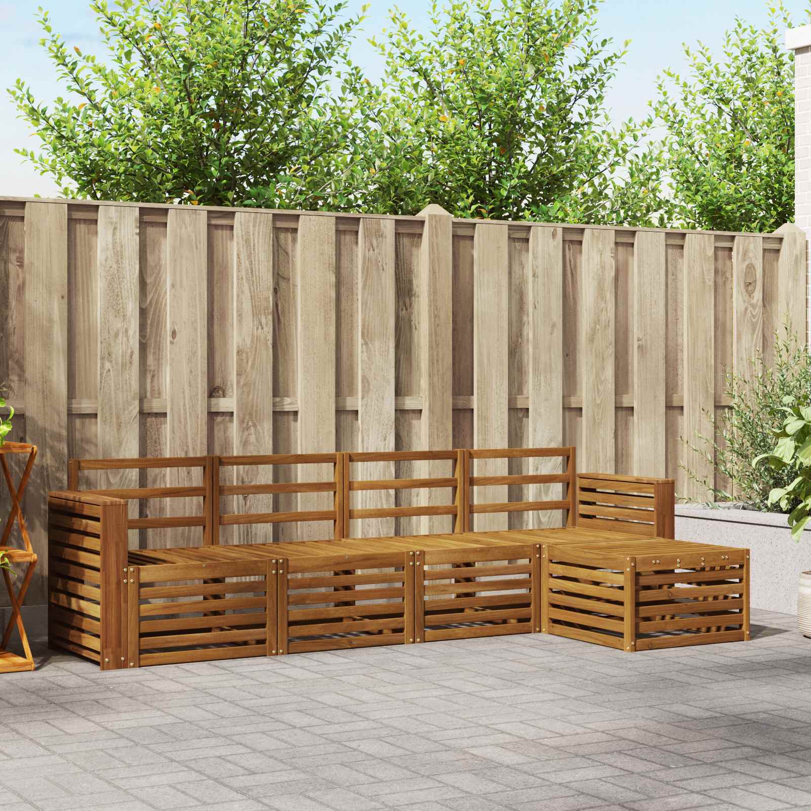 Buiten bankenset 5 pcs Naturel