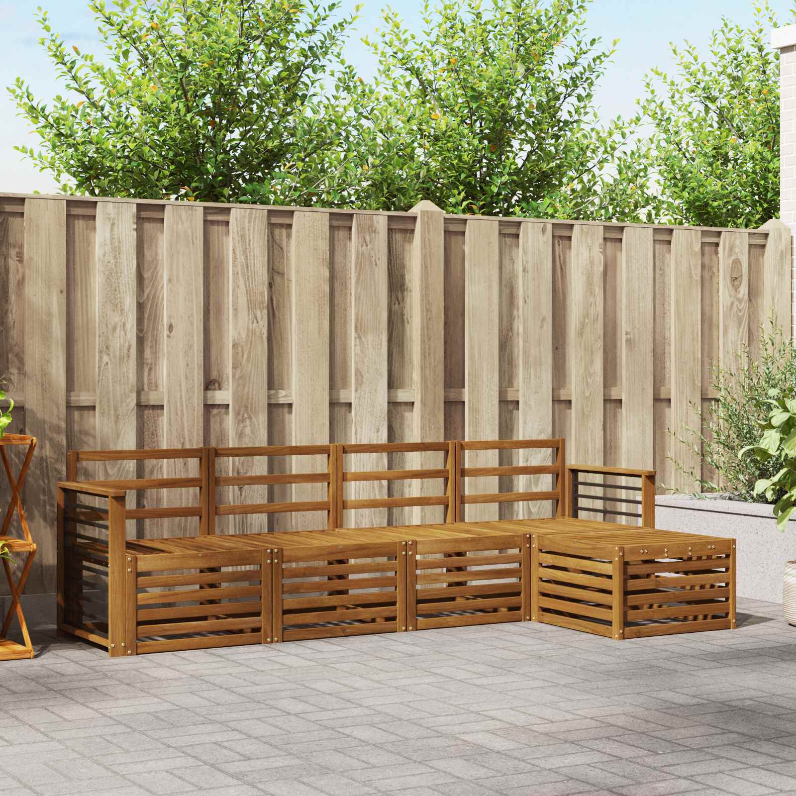 Sofa-Sets 5 pcs Naturel Massief Acaciahout