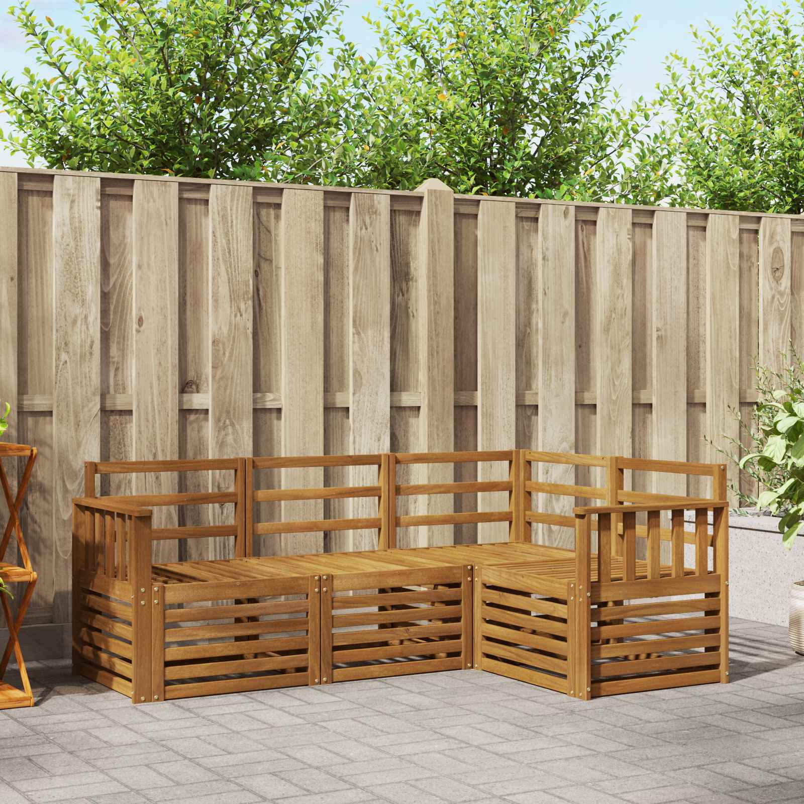 Sofa-Sets 4 pcs Naturel Massief Acaciahout