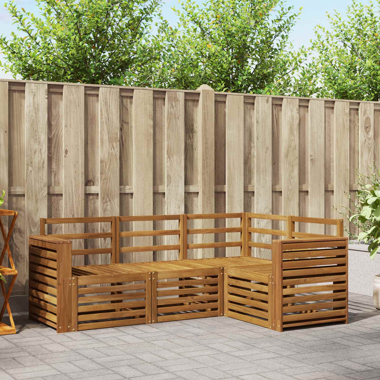 Sofa-Sets 4 pcs Naturel Massief Acaciahout