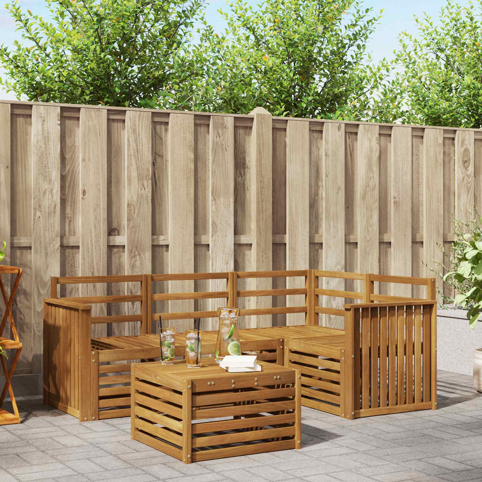 Buiten bankenset 5 pcs Naturel – afbeelding 1
