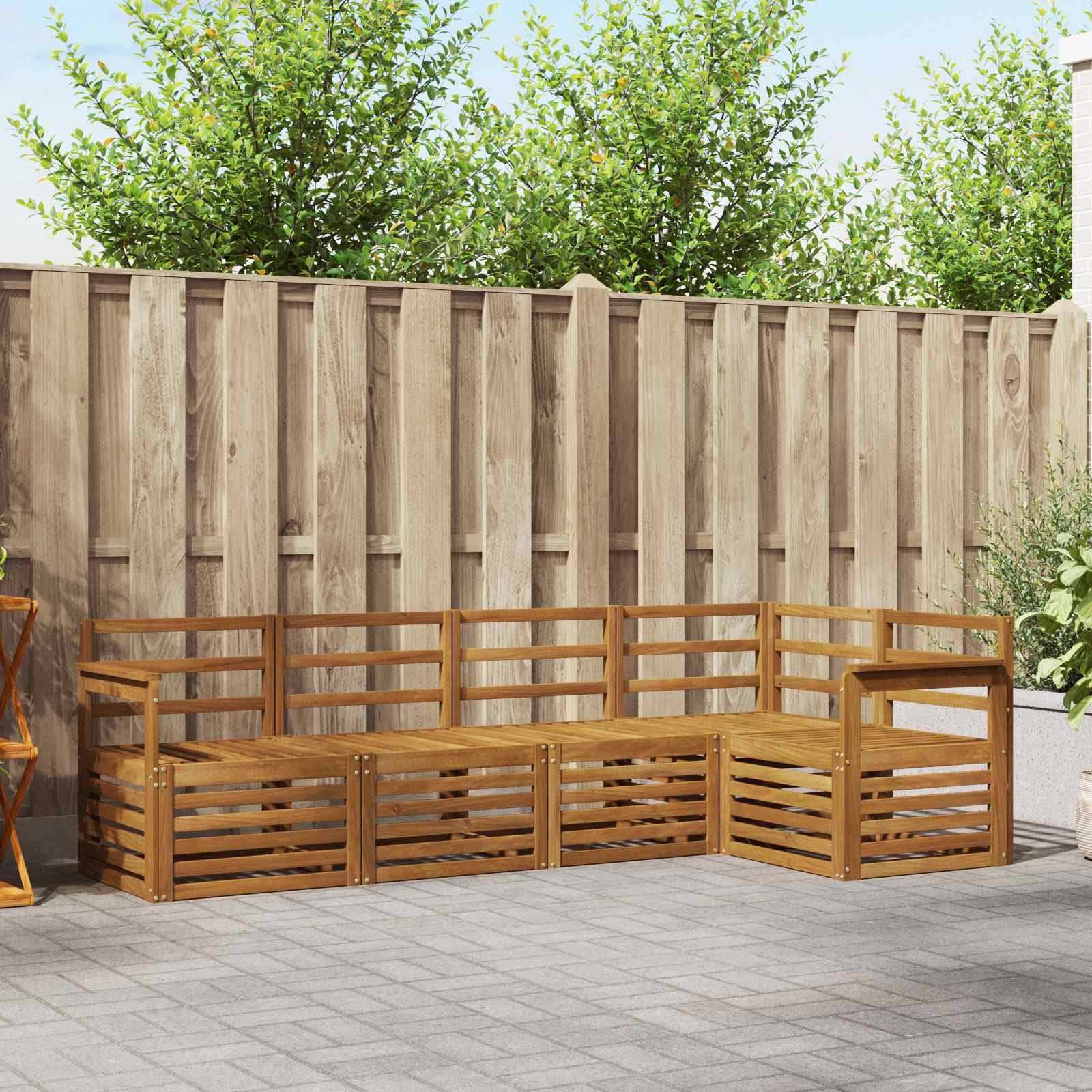 Hoekbank Set 5 pcs Naturel Massief Acaciahout – afbeelding 1
