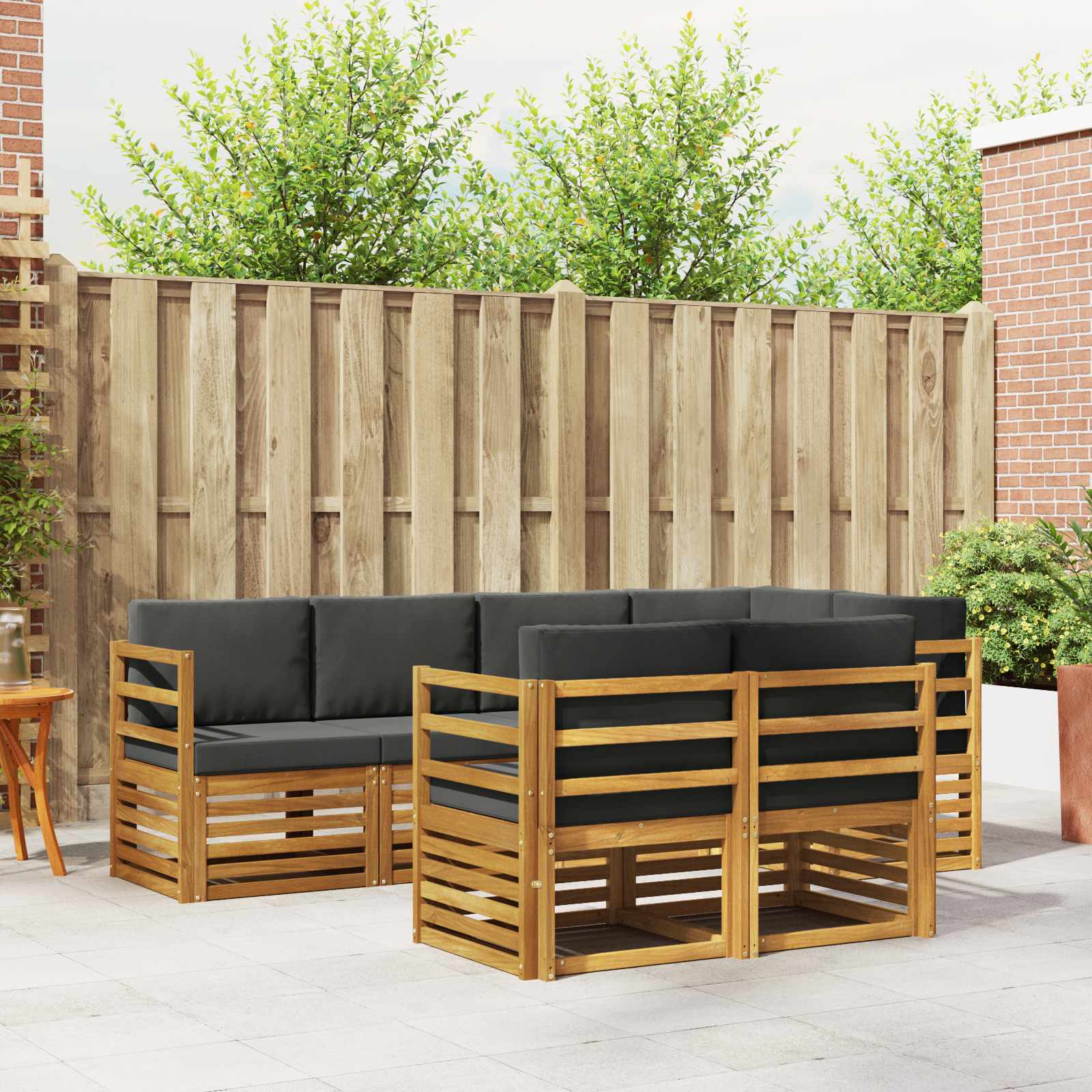 Hoekbank Set met kussen 7 pcs Natuurlijk en Antraciet