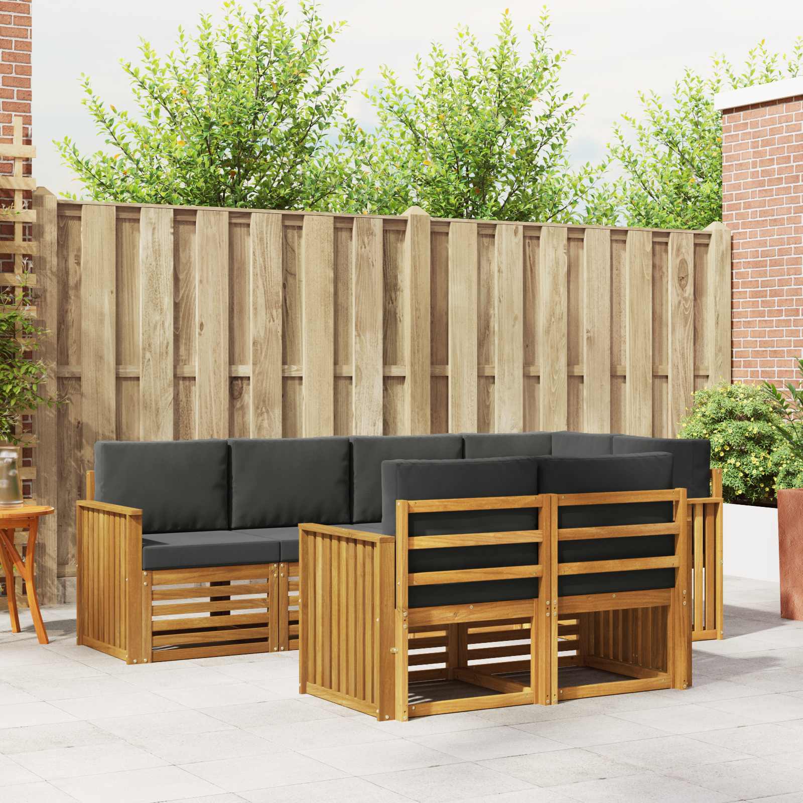 Hoekbank Set met kussen 7 pcs Natuurlijk en Antraciet – afbeelding 1