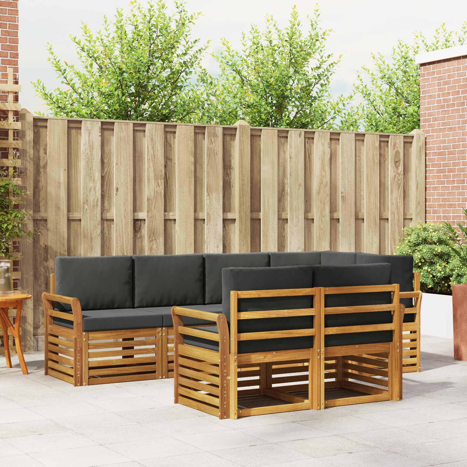 Hoekbank Set met kussen 7 pcs Natuurlijk en Antraciet – afbeelding 1