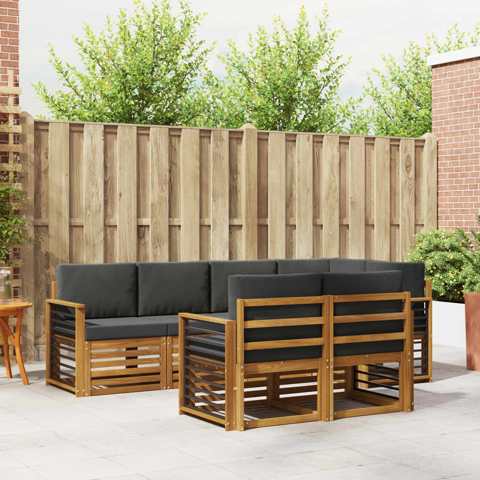 Hoekbank Set met kussen 7 pcs Natuurlijk en Antraciet – afbeelding 1