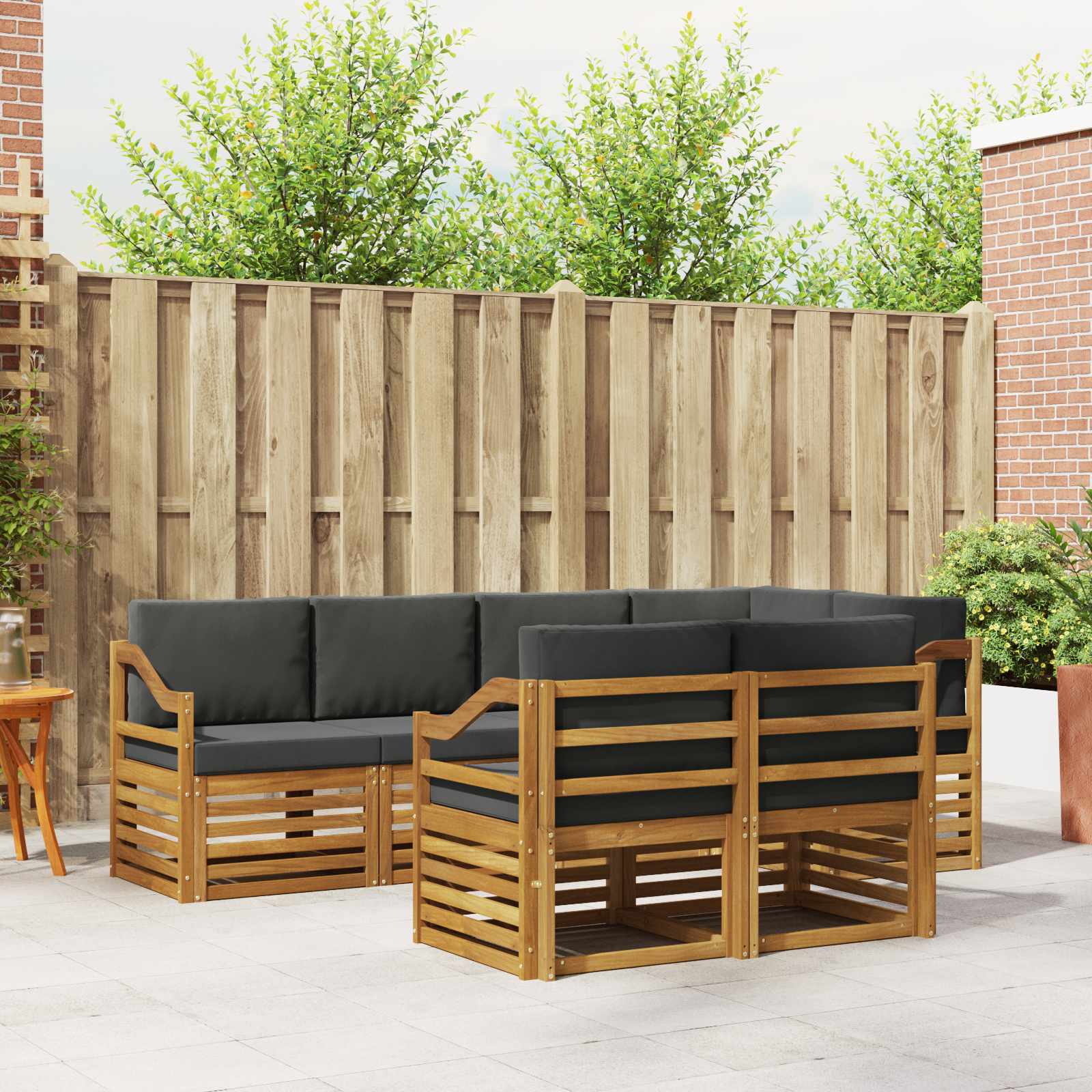 Hoekbank Set met kussen 7 pcs Natuurlijk en Antraciet