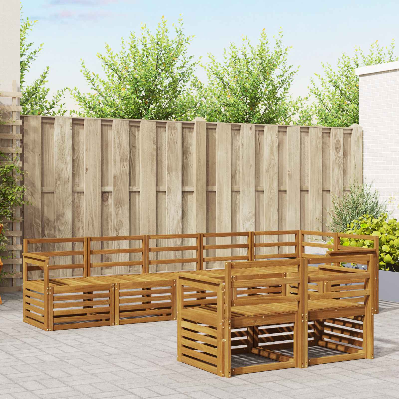 Sofa-Sets 8 pcs Naturel Massief Acaciahout – afbeelding 1