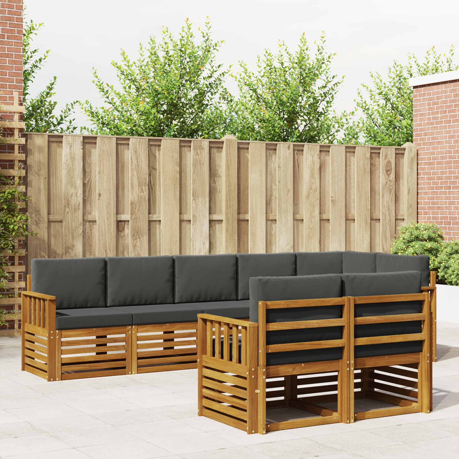 Sofa-Sets 8 pcs Natuurlijk en Antraciet Massief Acaciahout – afbeelding 1