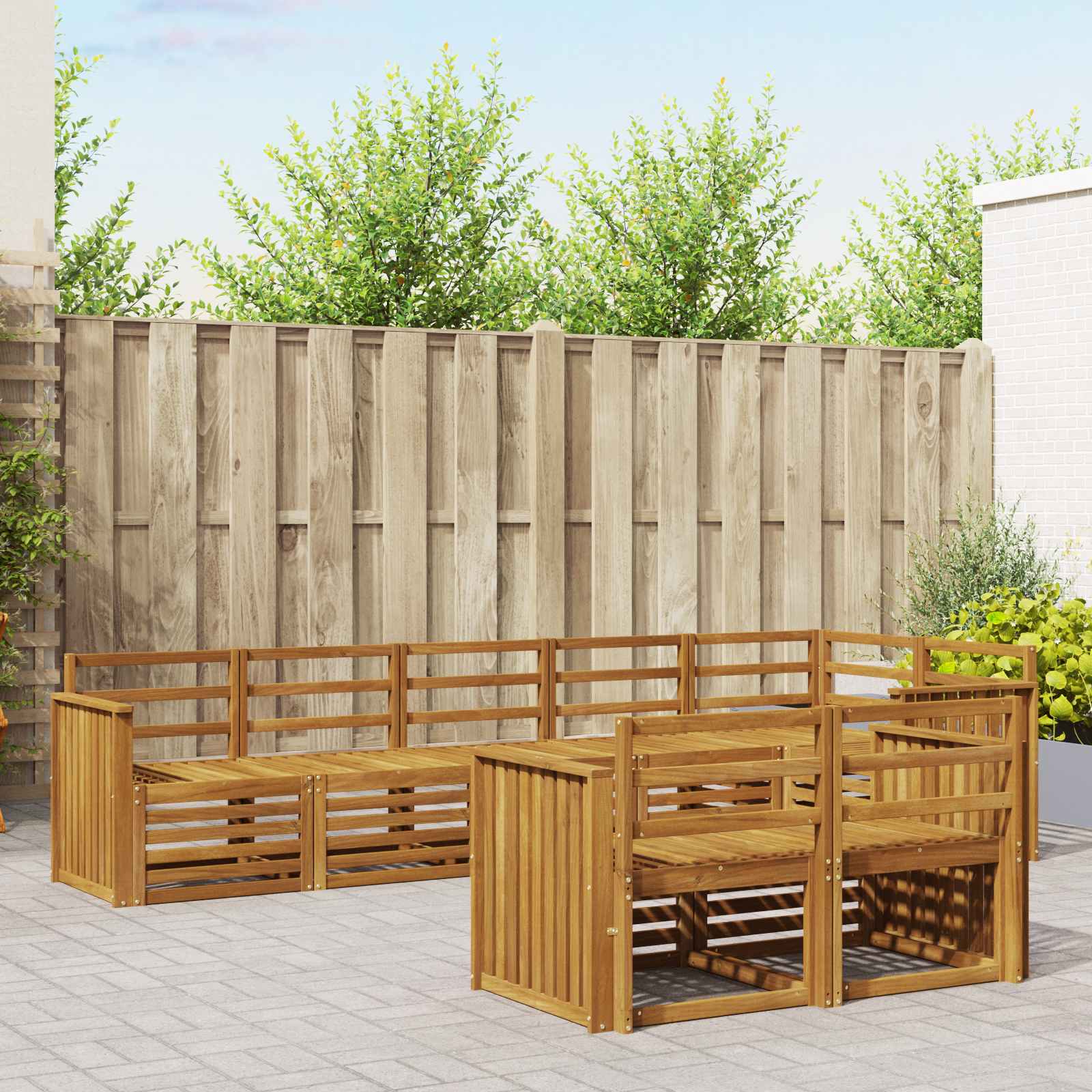 Sofa-Sets 8 pcs Naturel Massief Acaciahout