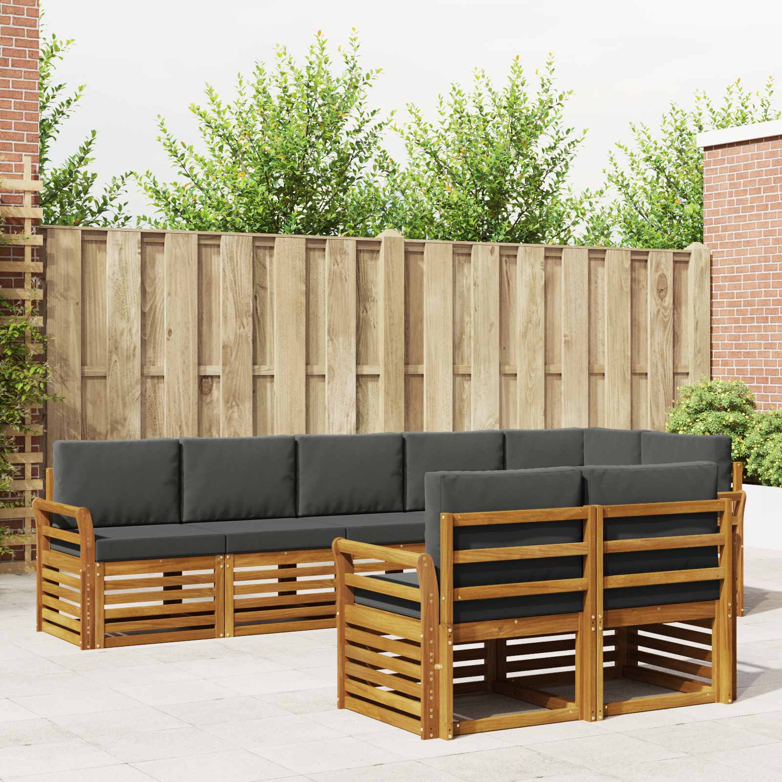 Sofa-Sets 8 pcs Natuurlijk en Antraciet Massief Acaciahout – afbeelding 1