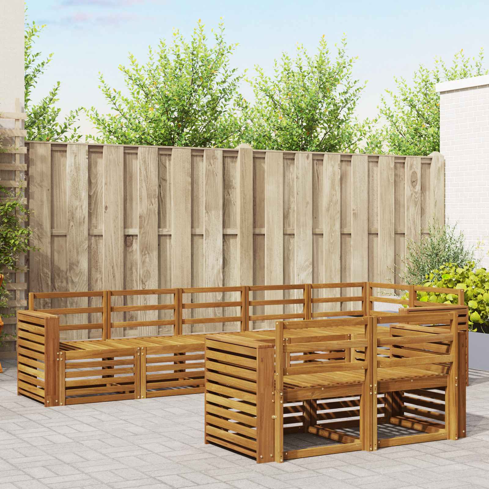 Sofa-Sets 8 pcs Naturel Massief Acaciahout – afbeelding 1