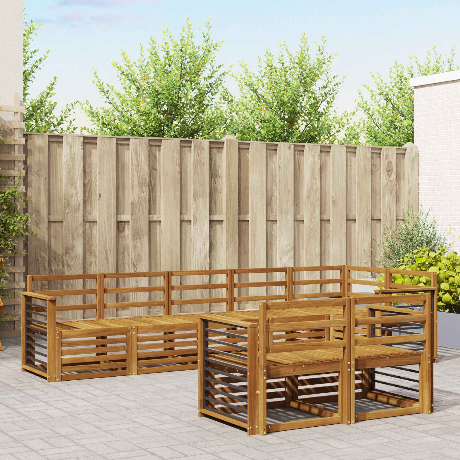 Sofa-Sets 8 pcs Naturel Massief Acaciahout – afbeelding 1