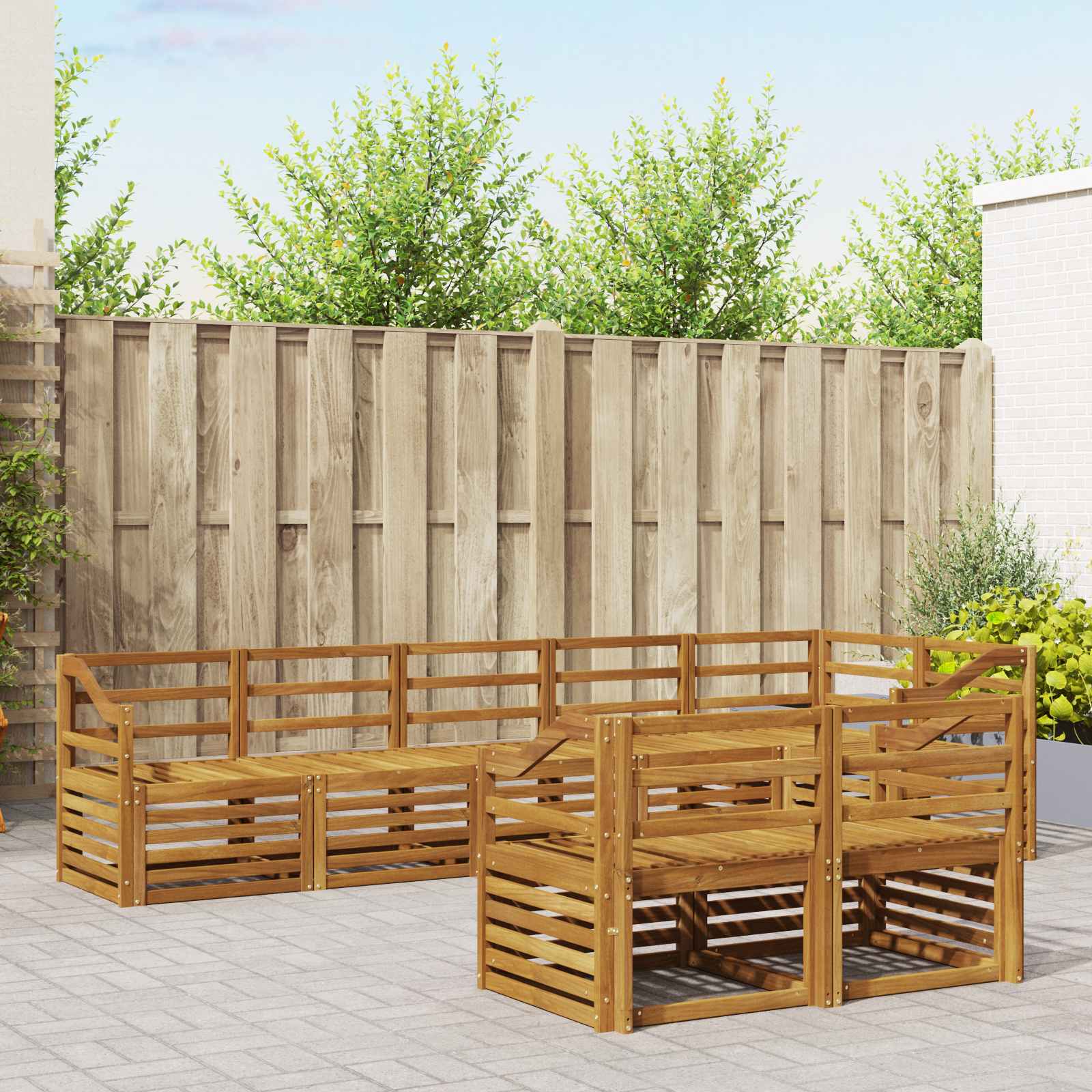 Sofa-Sets 8 pcs Naturel Massief Acaciahout