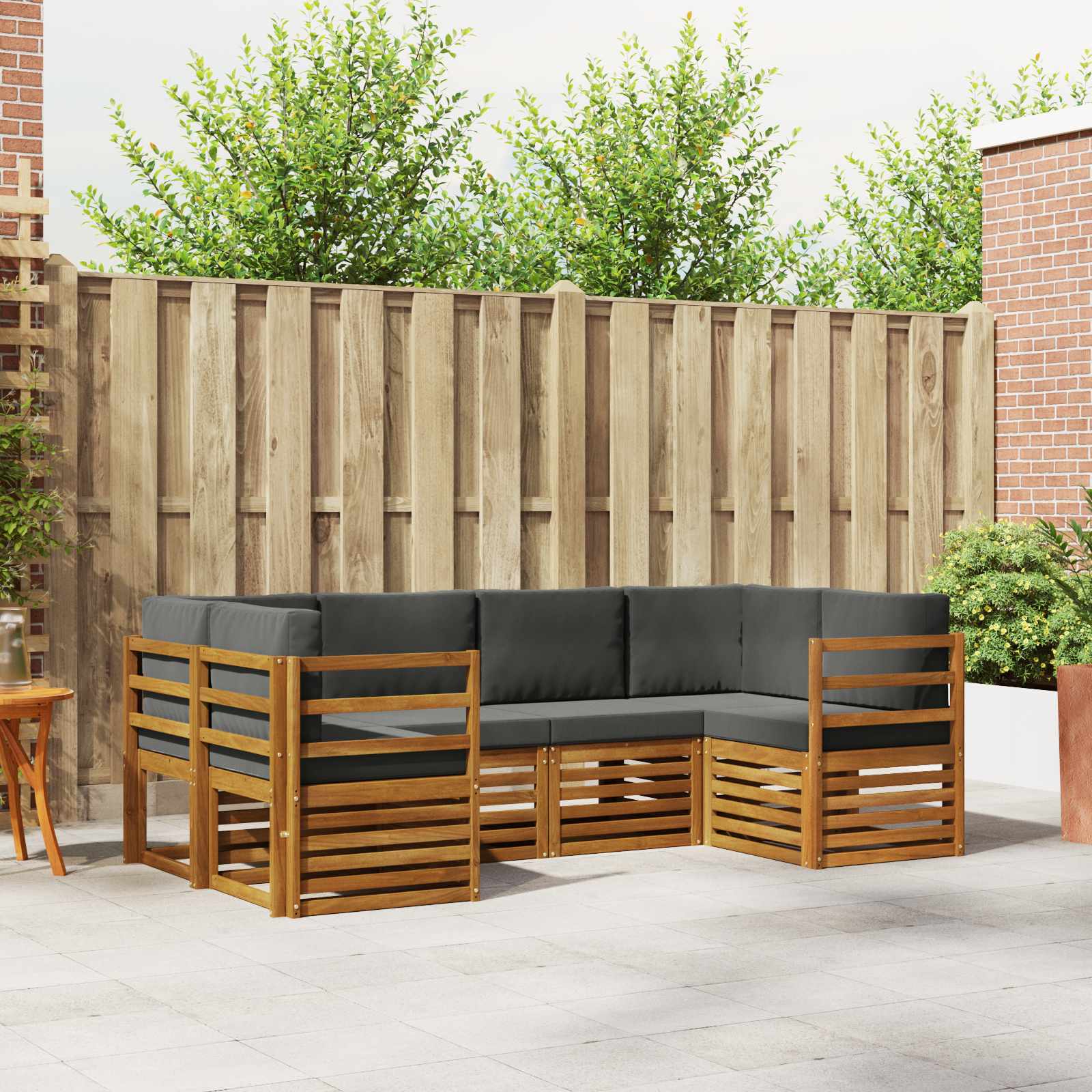 Hoekbank Set met kussen 6 pcs Natuurlijk en Antraciet