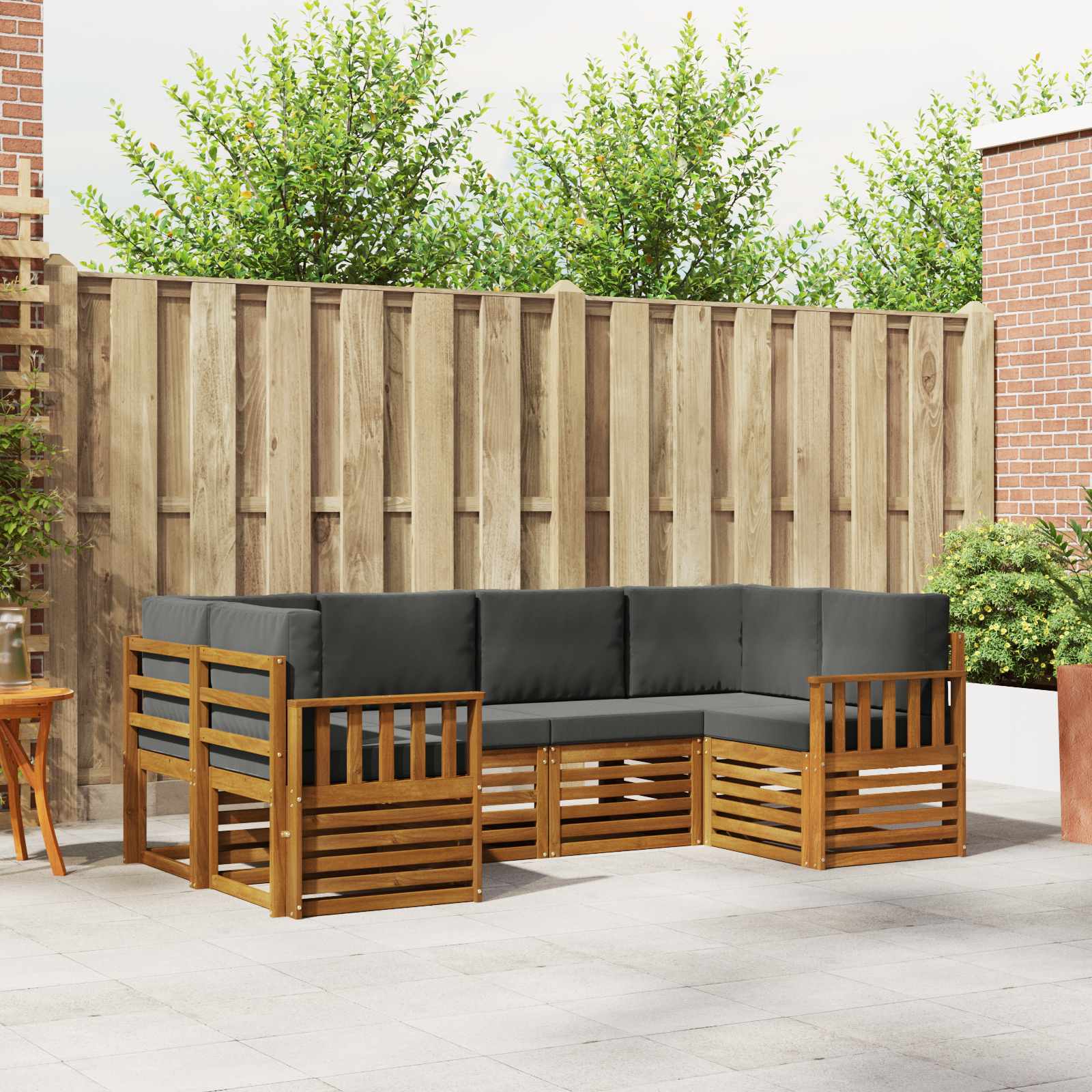 Hoekbank Set met kussen 6 pcs Natuurlijk en Antraciet – afbeelding 1