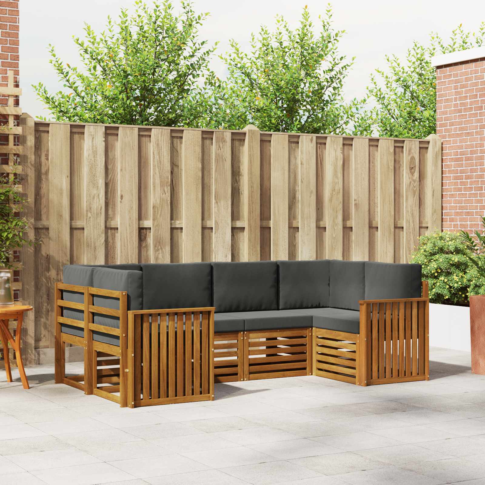 Hoekbank Set met kussen 6 pcs Natuurlijk en Antraciet – afbeelding 1