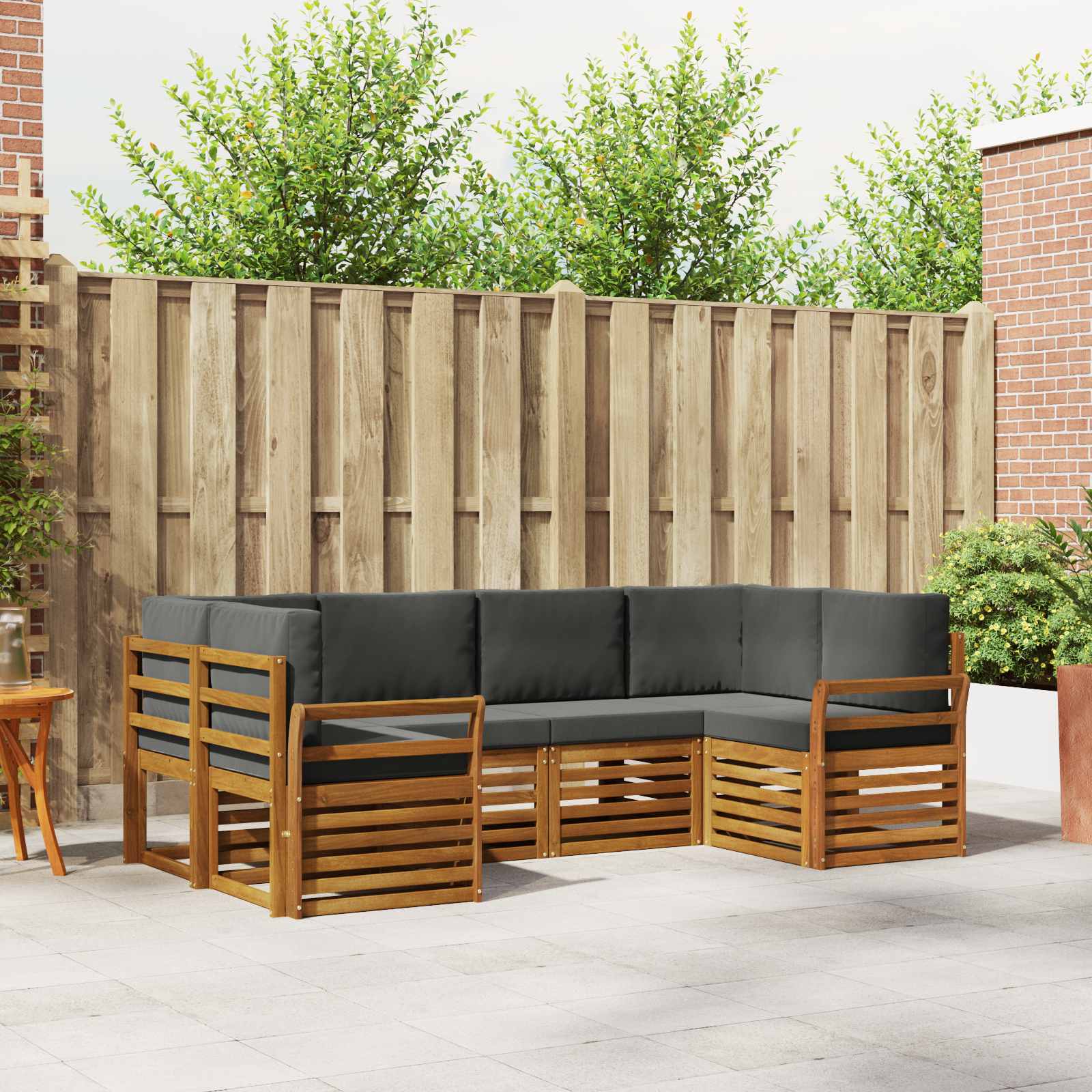 Hoekbank Set met kussen 6 pcs Natuurlijk en Antraciet