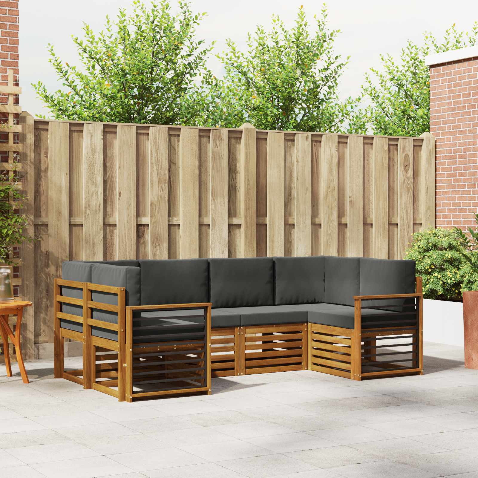 Hoekbank Set met kussen 6 pcs Natuurlijk en Antraciet – afbeelding 1