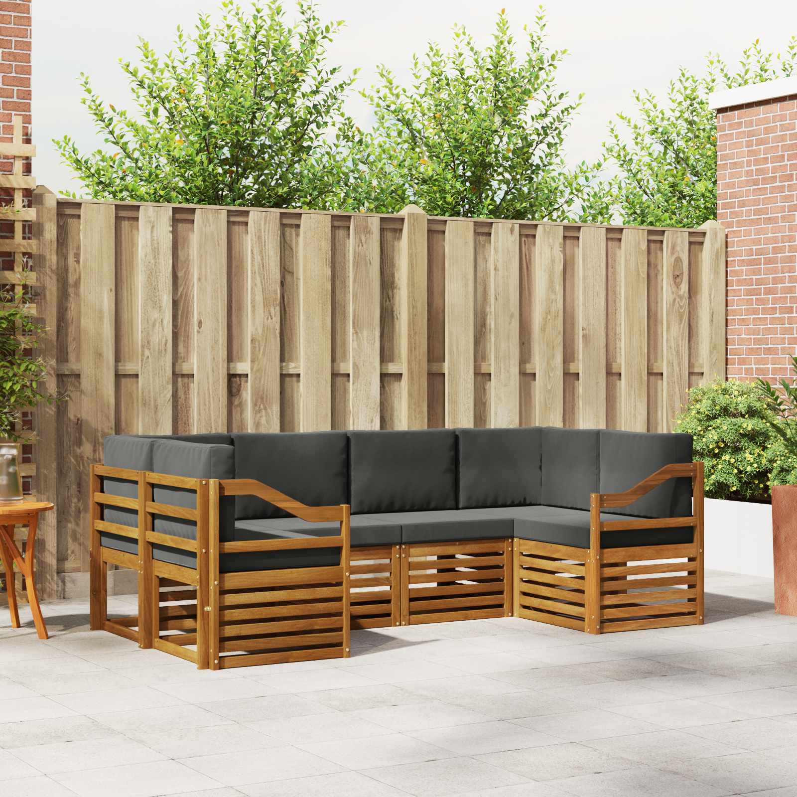 Hoekbank Set met kussen 6 pcs Natuurlijk en Antraciet – afbeelding 1