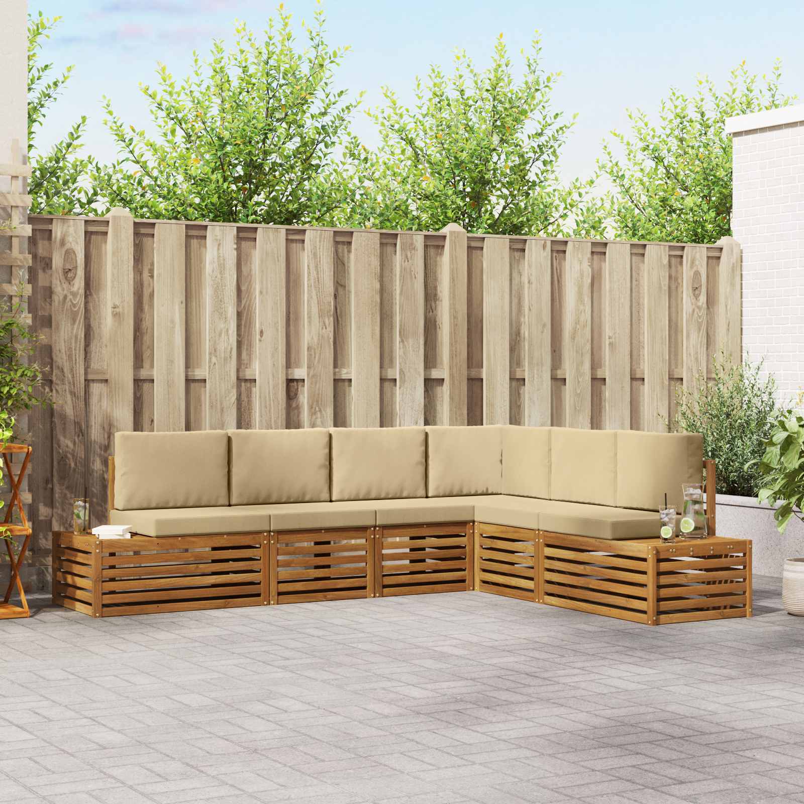 Buiten bankenset Natuurlijk en Beige 273 x 213,5 x 73 cm – afbeelding 1