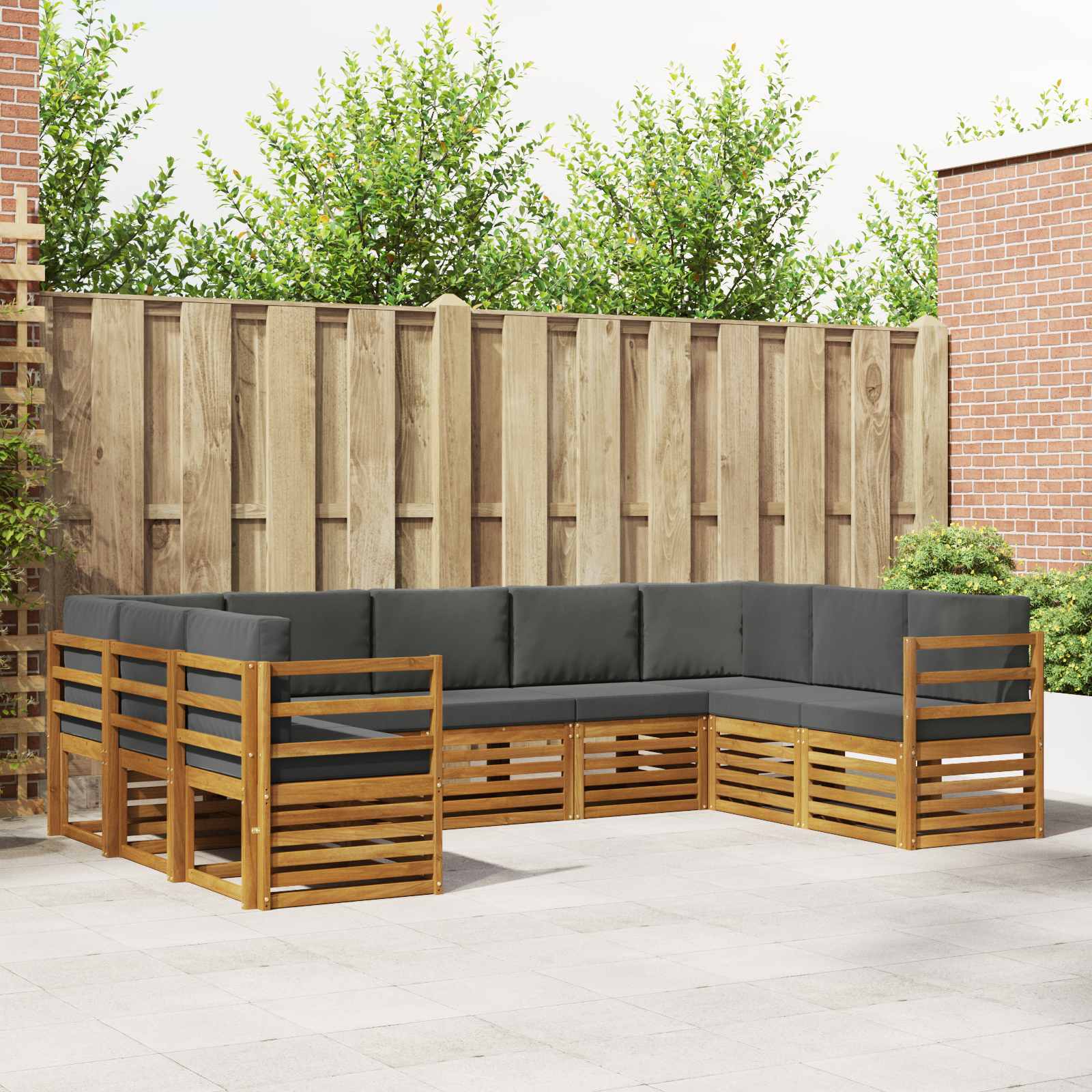 Hoekbank Set met kussen 9 pcs Natuurlijk en Antraciet – afbeelding 1
