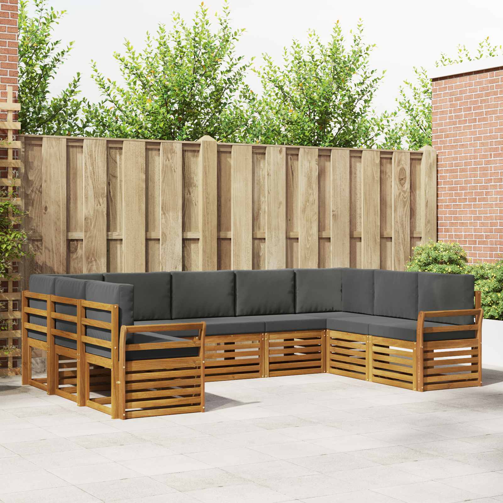 Hoekbank Set met kussen 9 pcs Natuurlijk en Antraciet – afbeelding 1